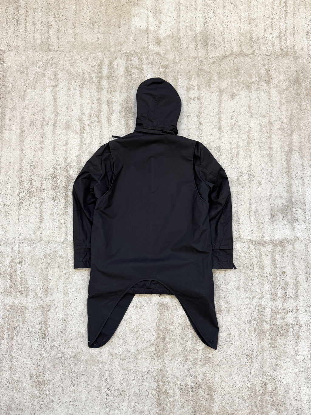 AW2004 Helmut Lang Layered Parka With Extended Sides And Fleece Lining