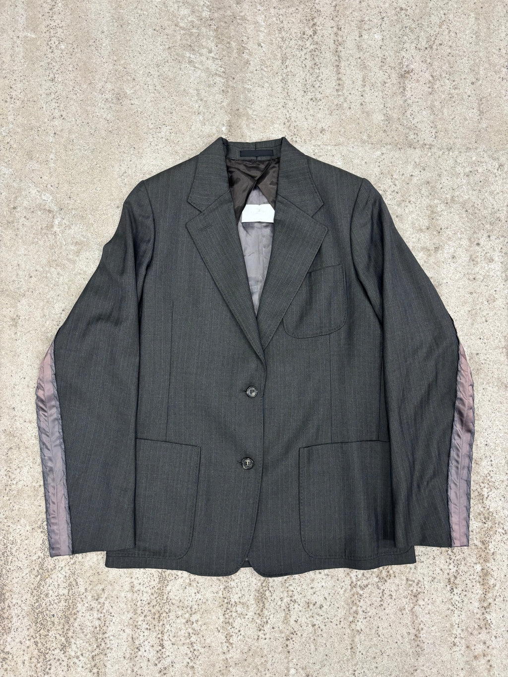 AW2005-2006 Martin Margiela Reconstructed Light Wool Blazer With Ornemental Lining Stripes