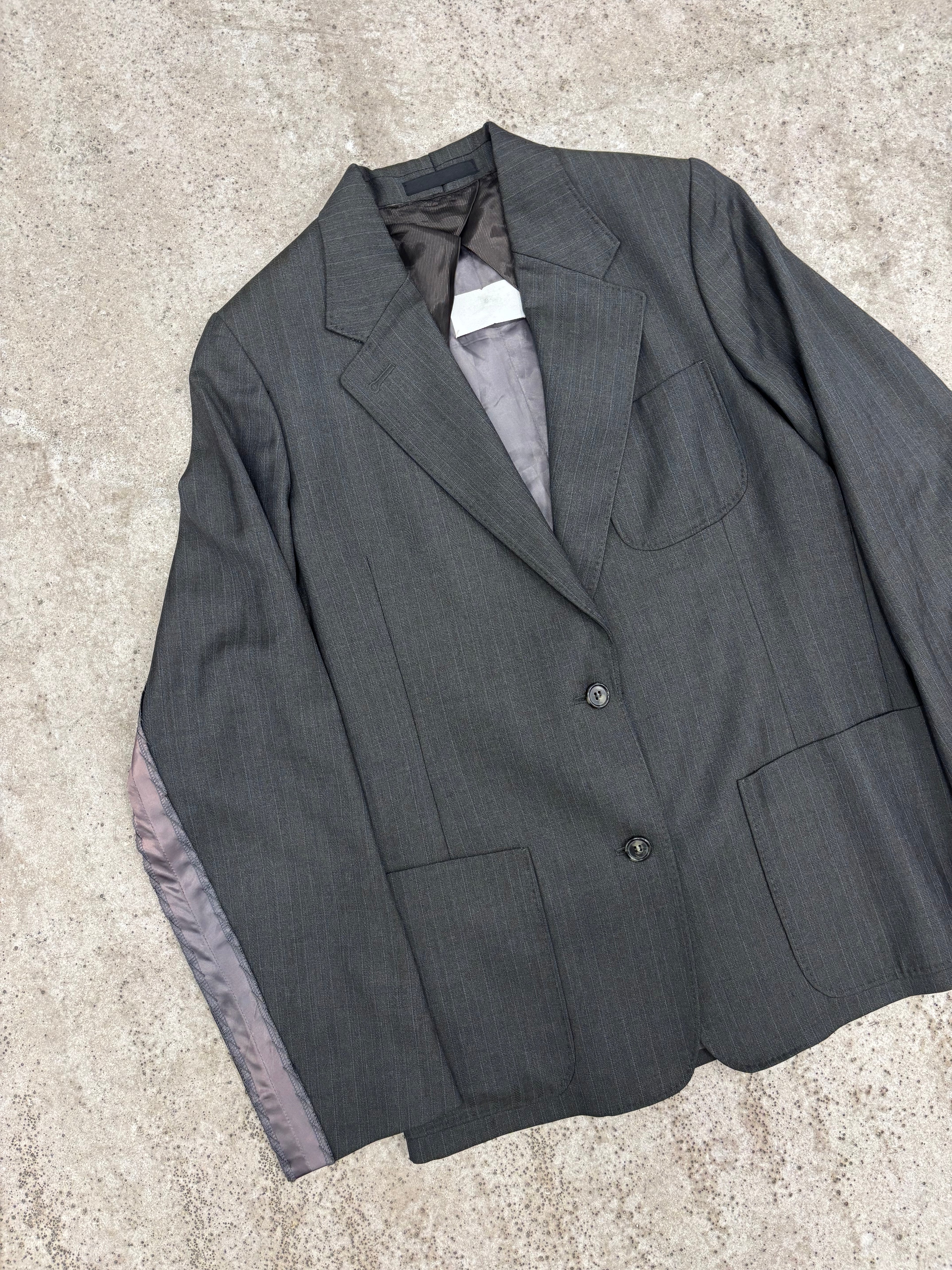 AW2005-2006 Martin Margiela Reconstructed Light Wool Blazer With Ornemental Lining Stripes