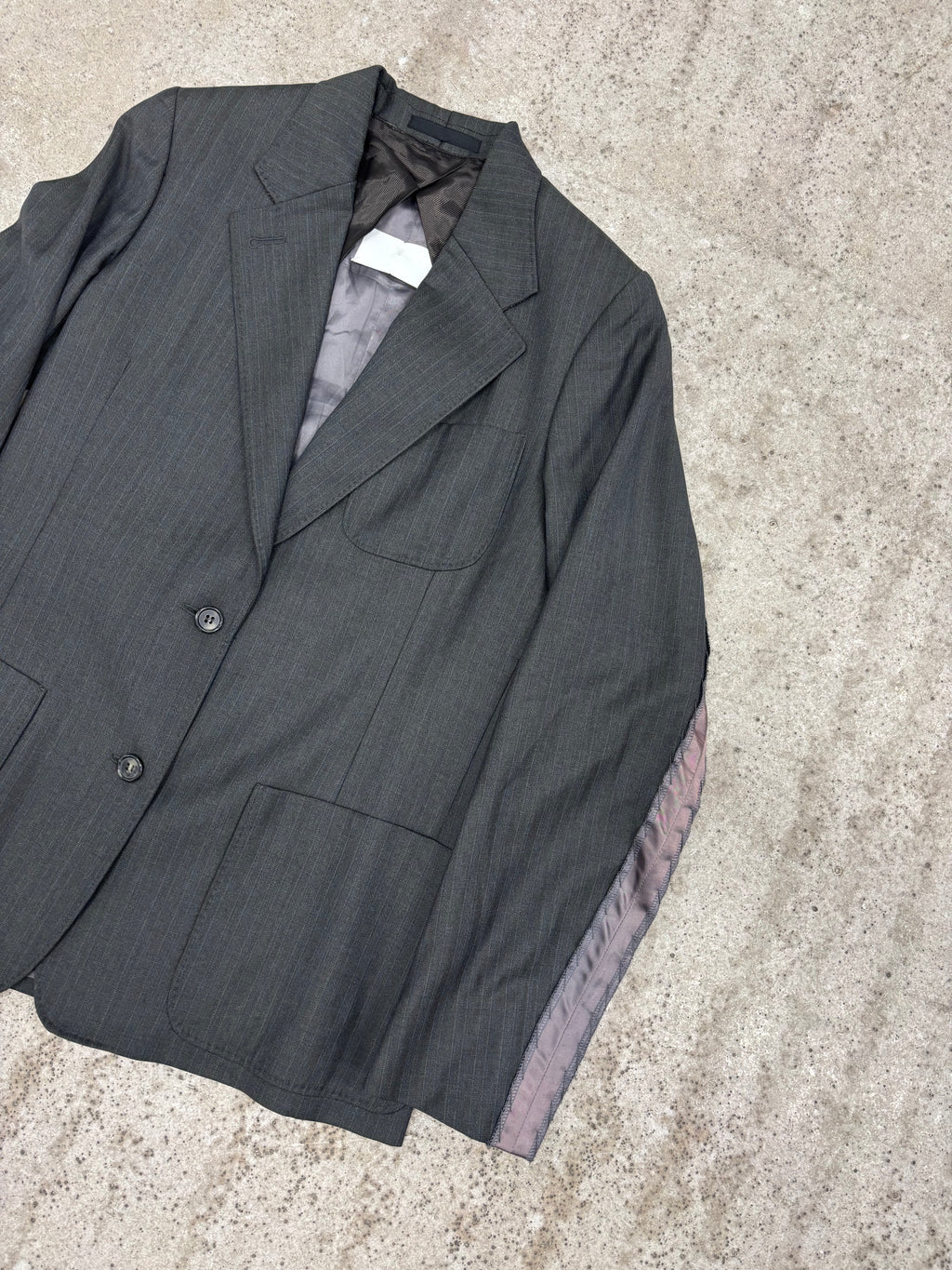 AW2005-2006 Martin Margiela Reconstructed Light Wool Blazer With Ornemental Lining Stripes