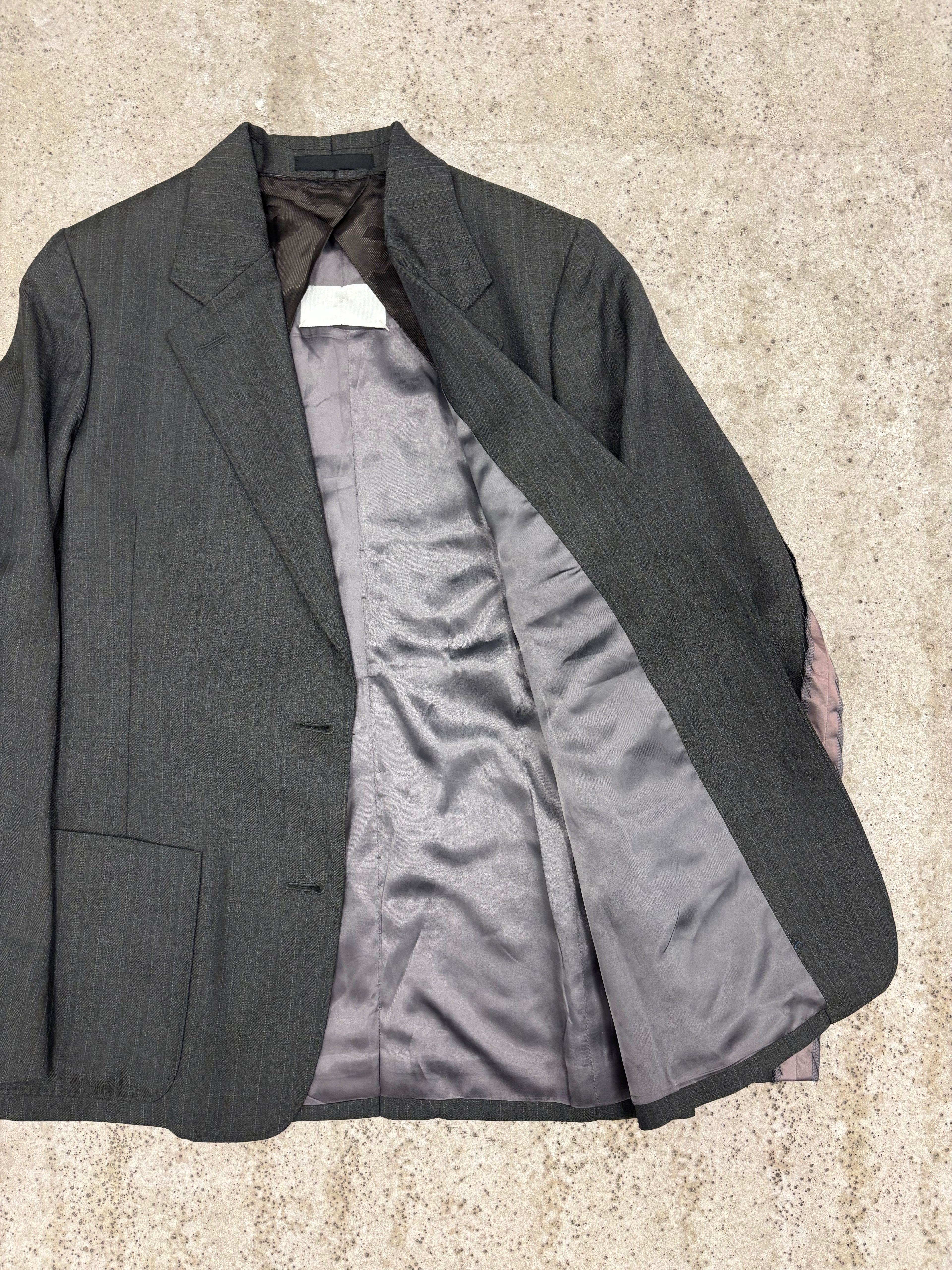 AW2005-2006 Martin Margiela Reconstructed Light Wool Blazer With Ornemental Lining Stripes