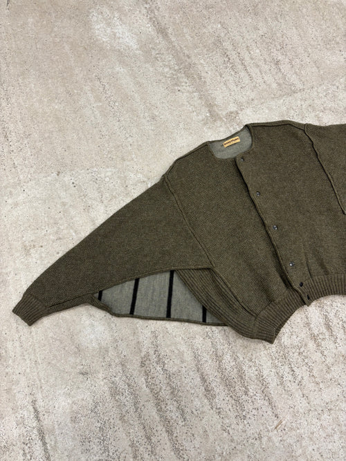 1970's Issey Miyake Butterfly Double-Layer Wool Cardigan With Snap Closure