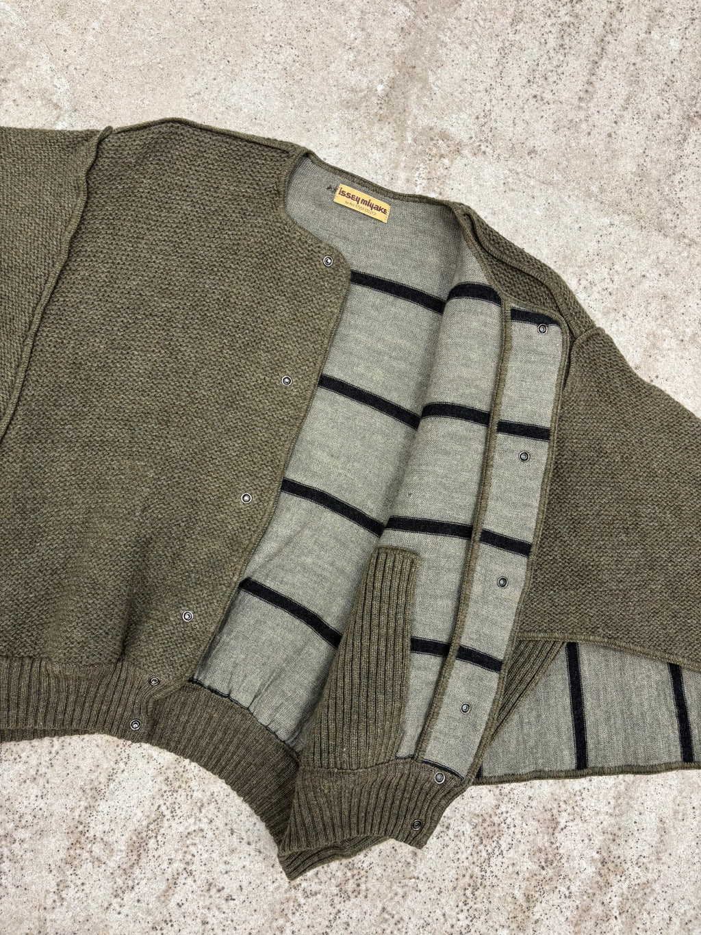 1970's Issey Miyake Butterfly Double-Layer Wool Cardigan With Snap Closure