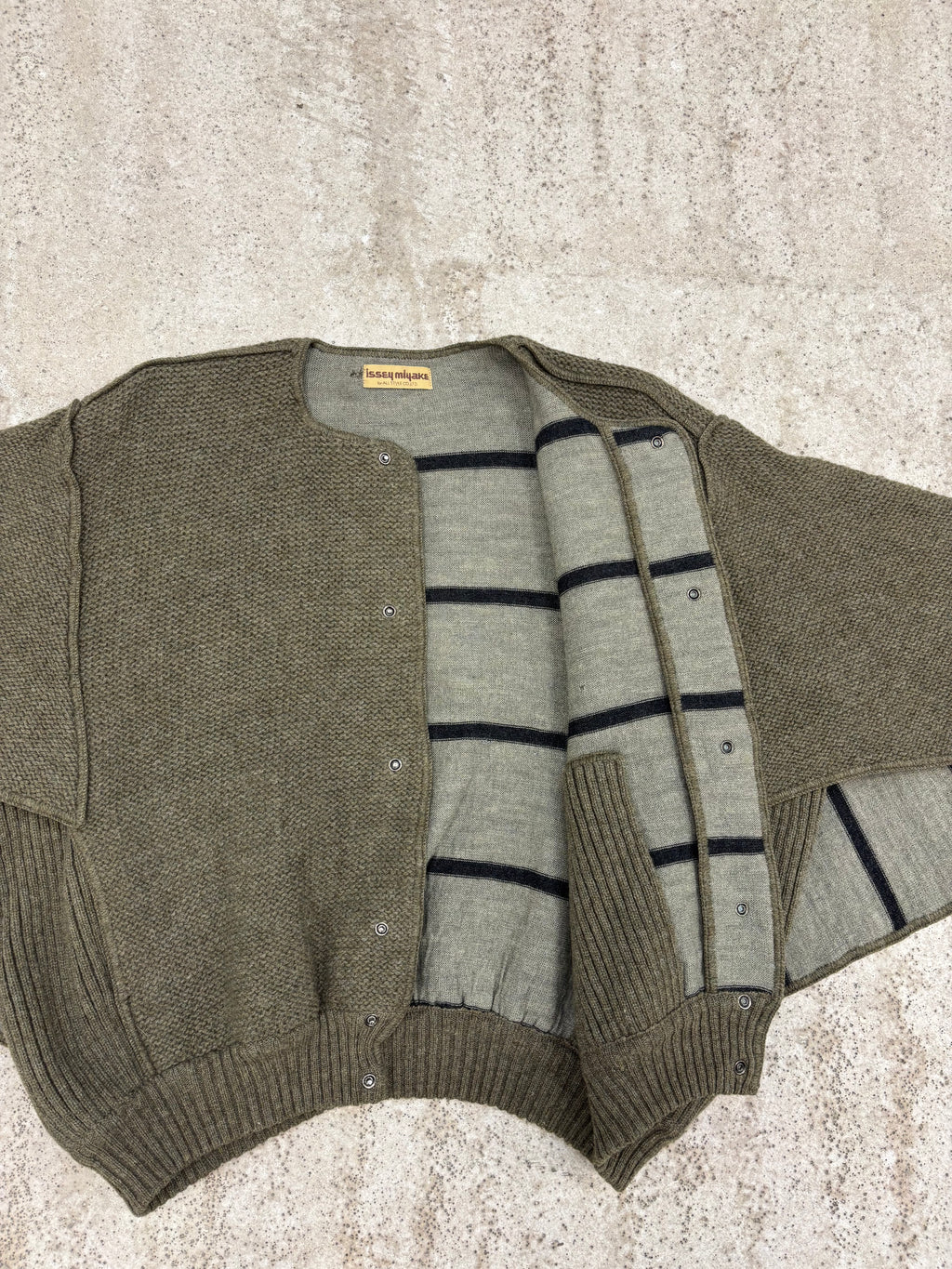 1970's Issey Miyake Butterfly Double-Layer Wool Cardigan With Snap Closure