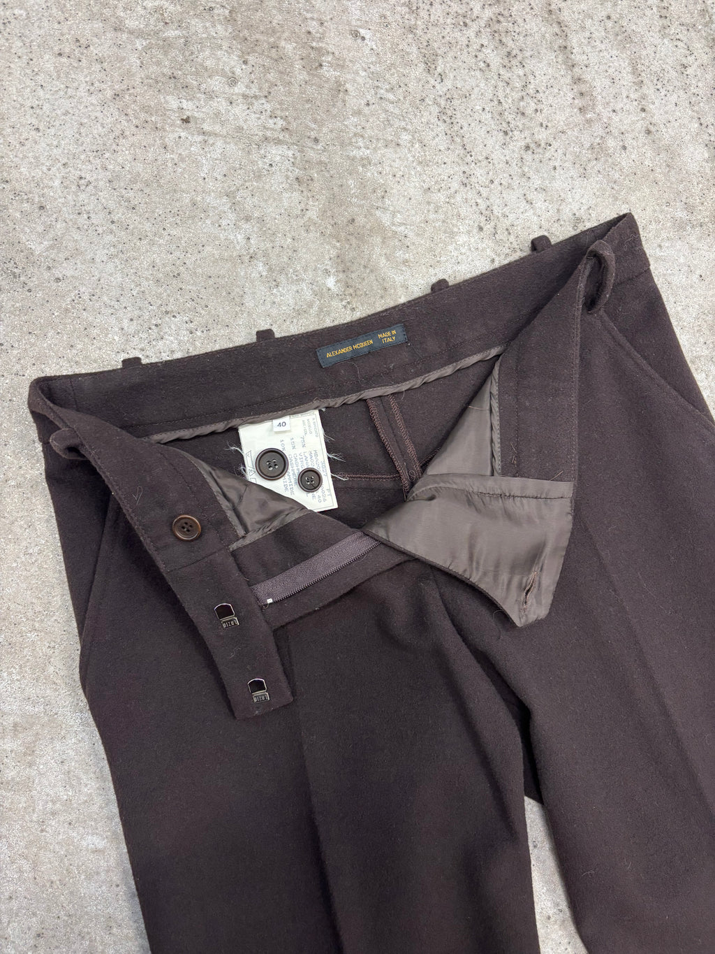 AW2001 Alexander McQueen Flare Brown Wool Trousers