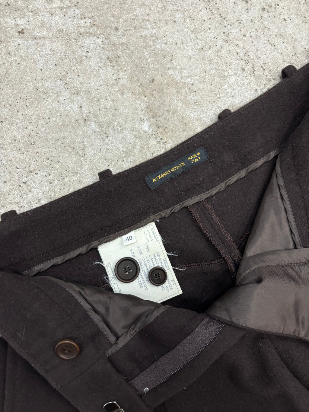 AW2001 Alexander McQueen Flare Brown Wool Trousers