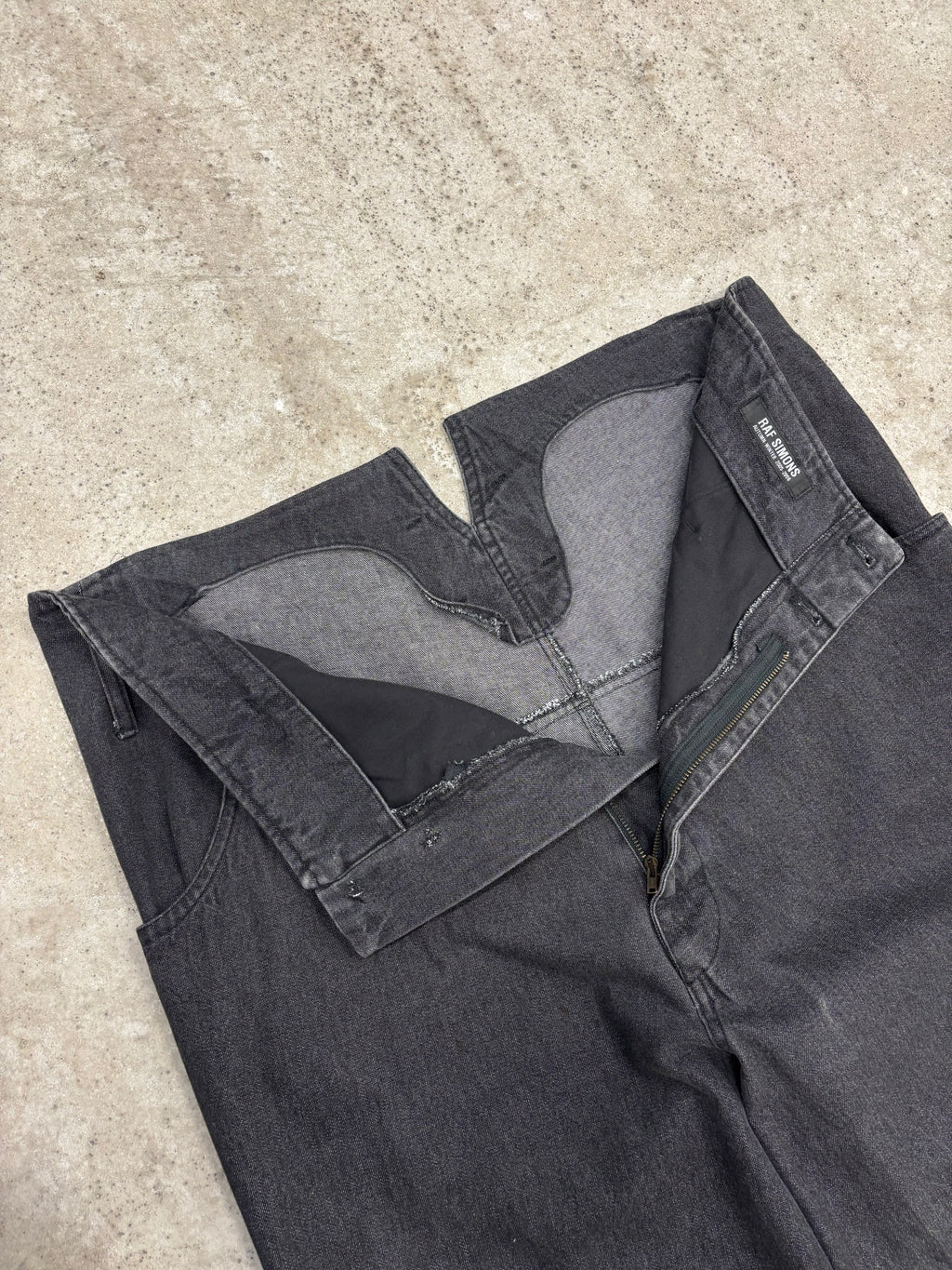 AW2005 Raf Simons Washed Black Denim Monster Pants