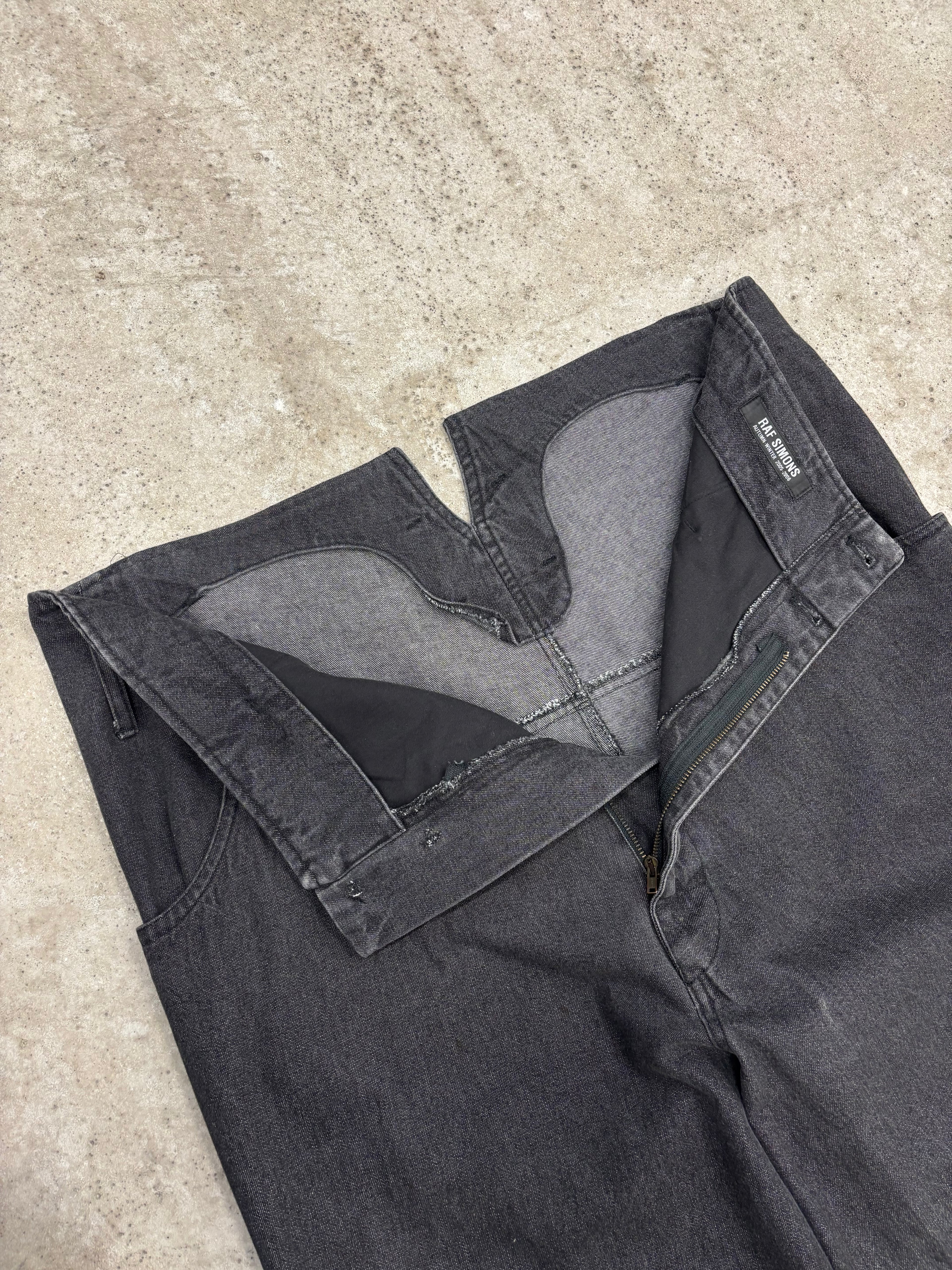 AW2005 Raf Simons Washed Black Denim Monster Pants