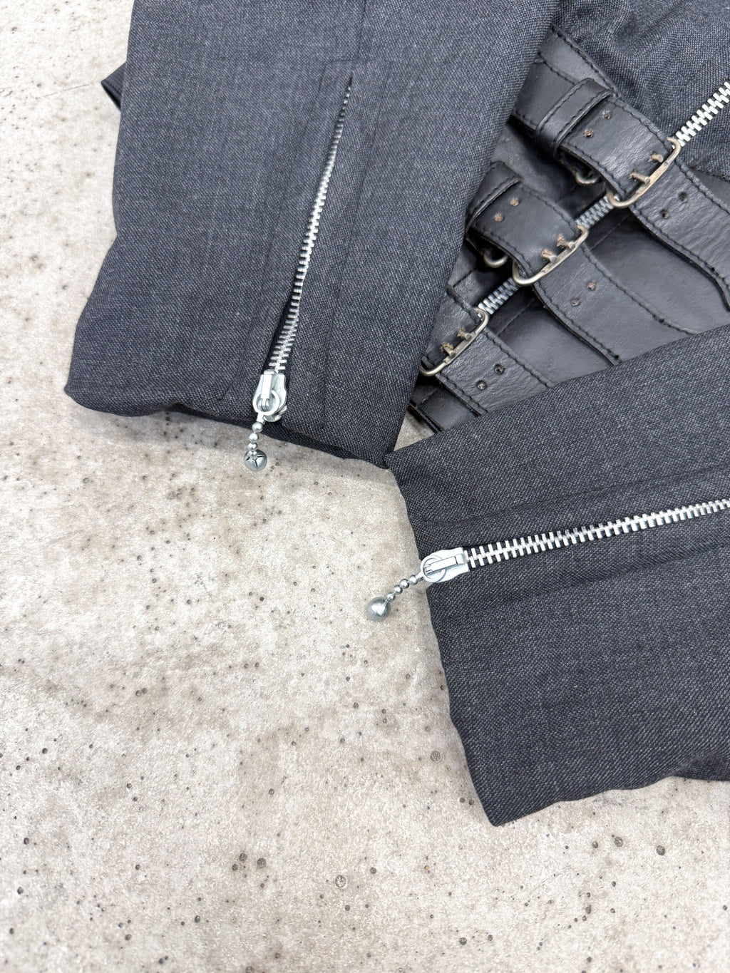 1980's Jean Paul Gaultier Homme pour Gibo Corseted Wool Jacket With Metal Buckles