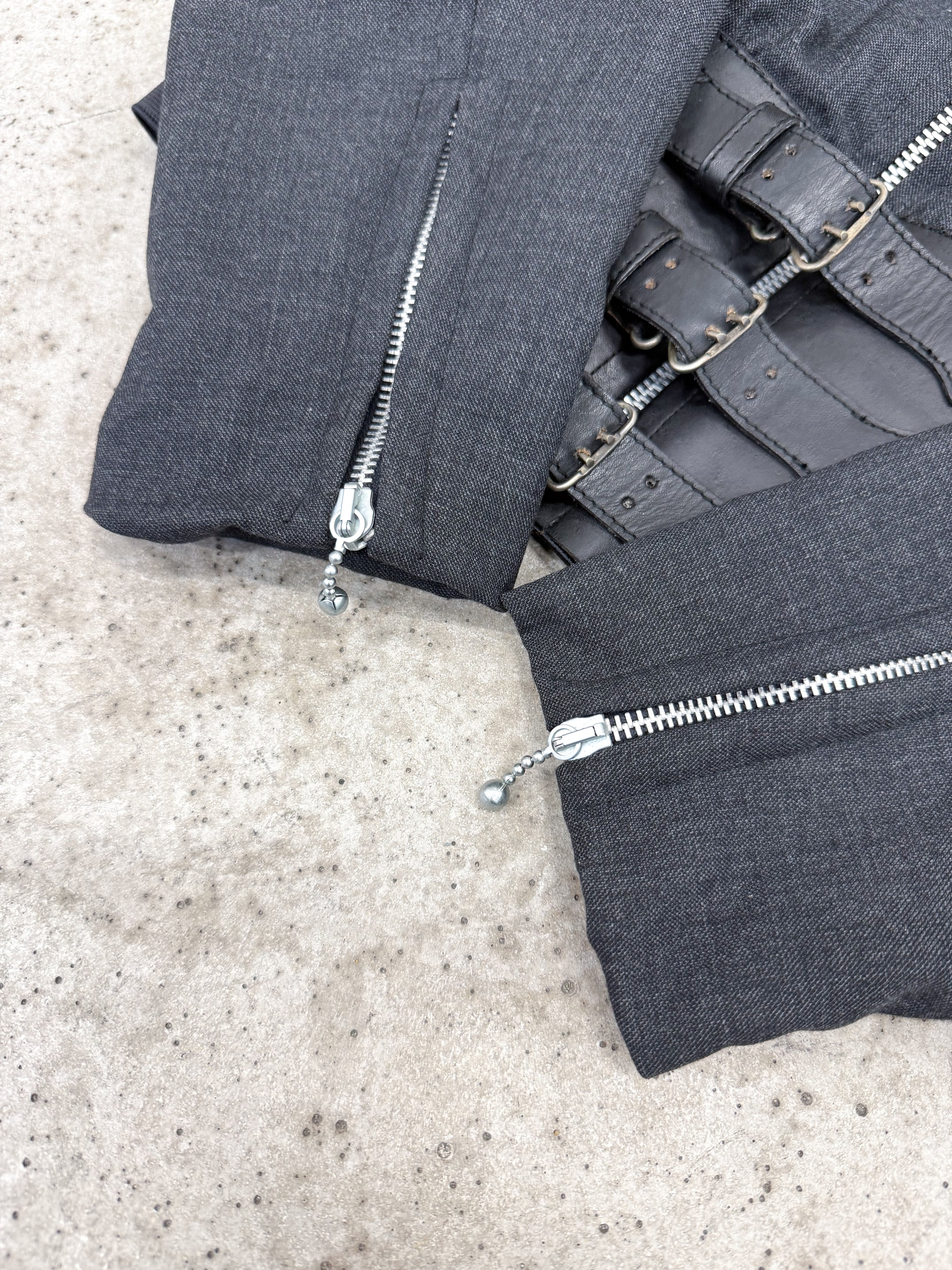 1980's Jean Paul Gaultier Homme pour Gibo Corseted Wool Jacket With Metal Buckles