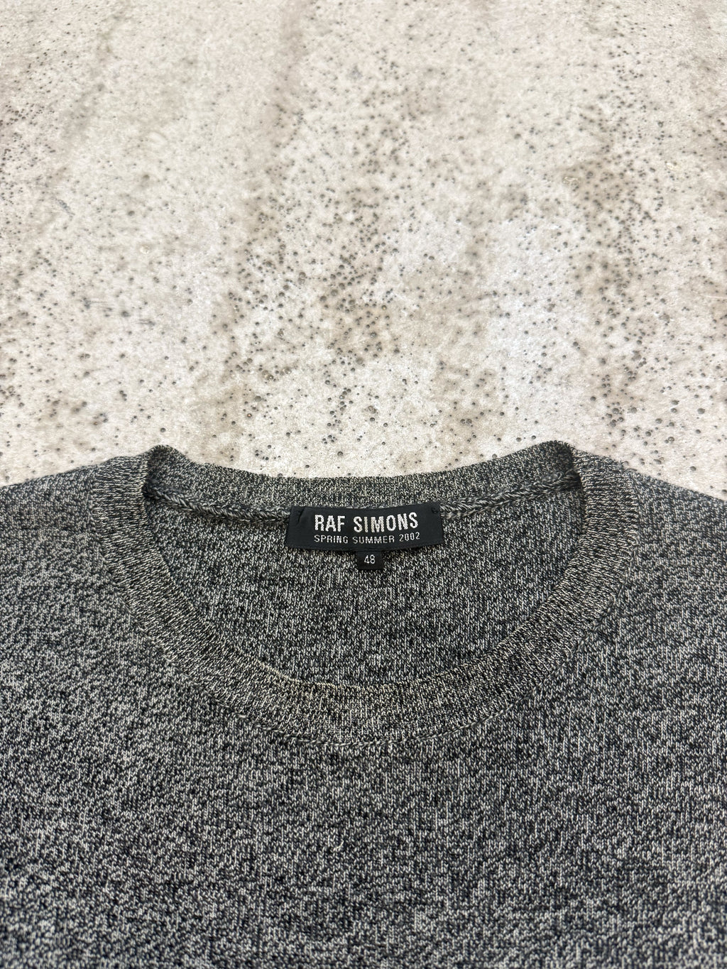 SS2002 Raf Simons Cashmere Salt And Pepper Knit With Patches