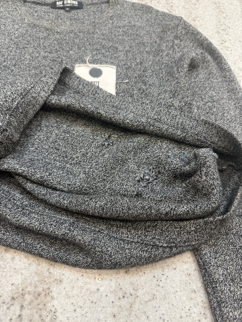 SS2002 Raf Simons Cashmere Salt And Pepper Knit With Patches