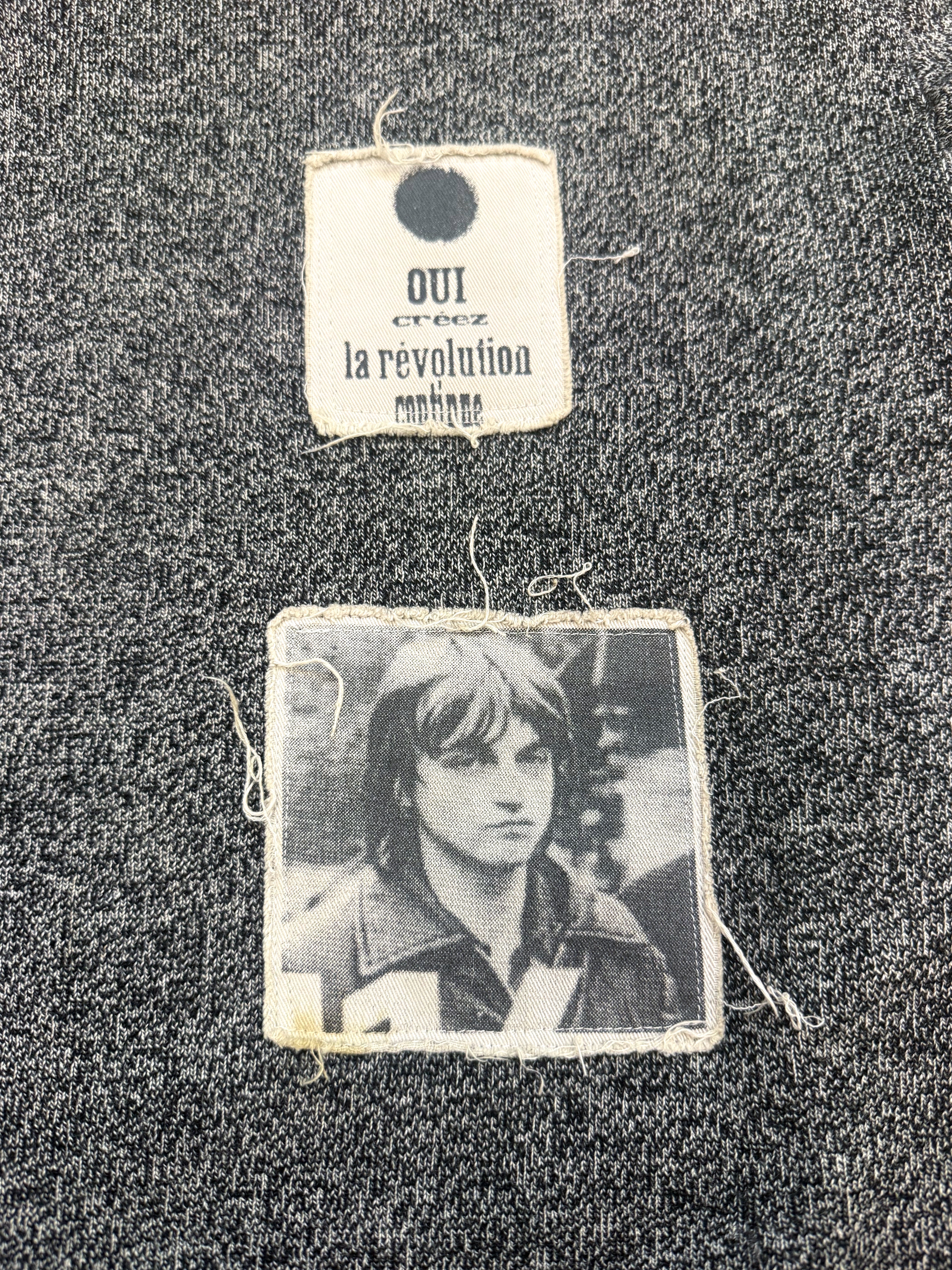 SS2002 Raf Simons Cashmere Salt And Pepper Knit With Patches