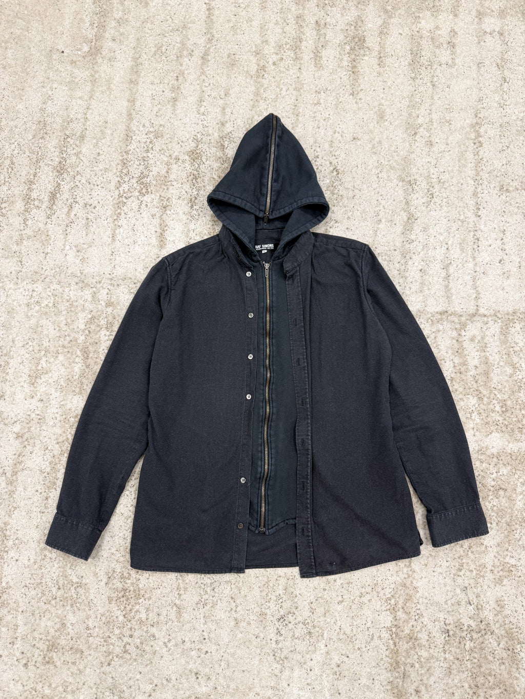 AW02-03 Raf Simons 'Virginia Creeper' Button-Up/Zipped Hoodie Hybrid With N2B Hood