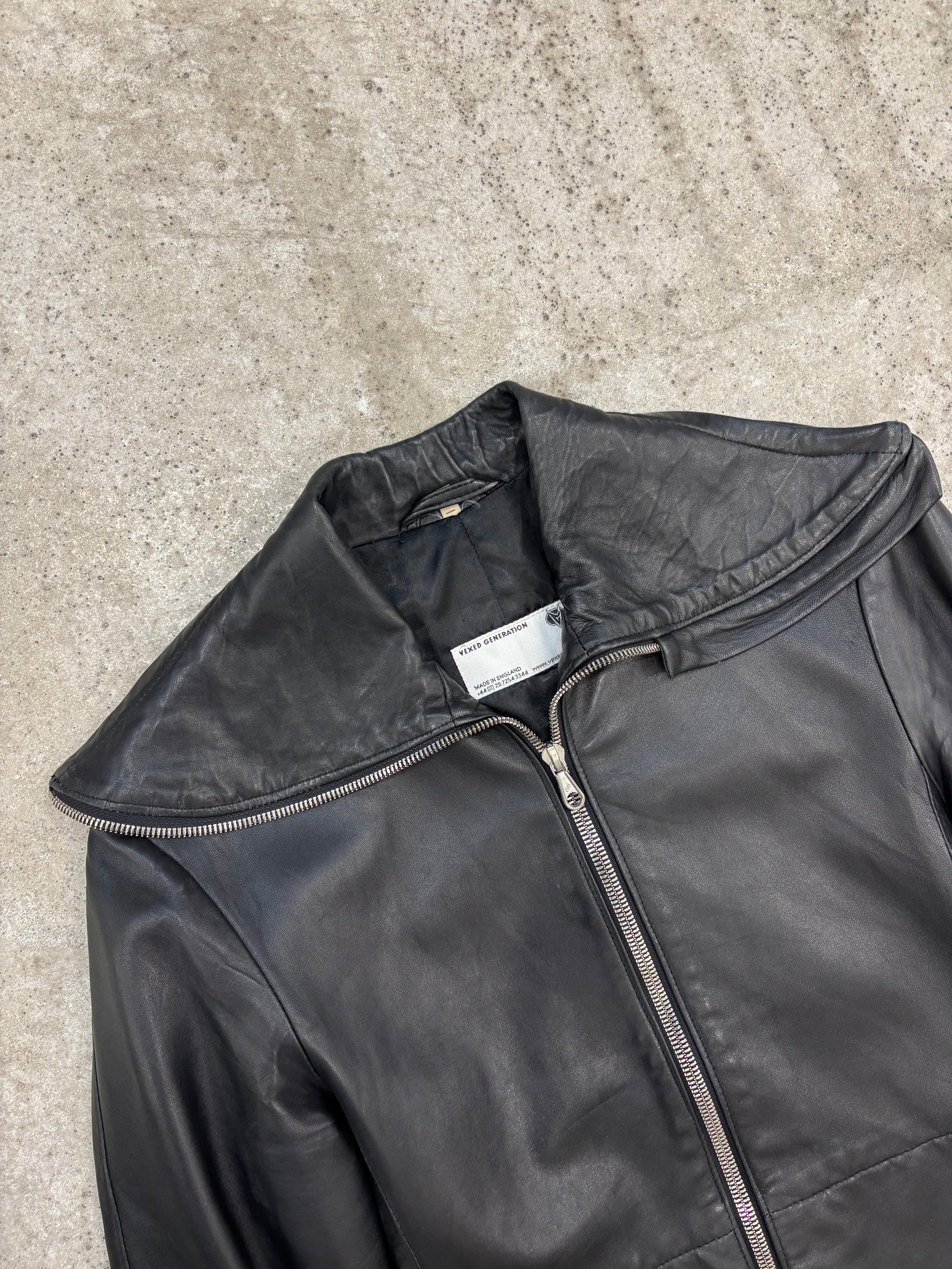 1990's Vexed Generation Ninja High-Neck Leather Jacket