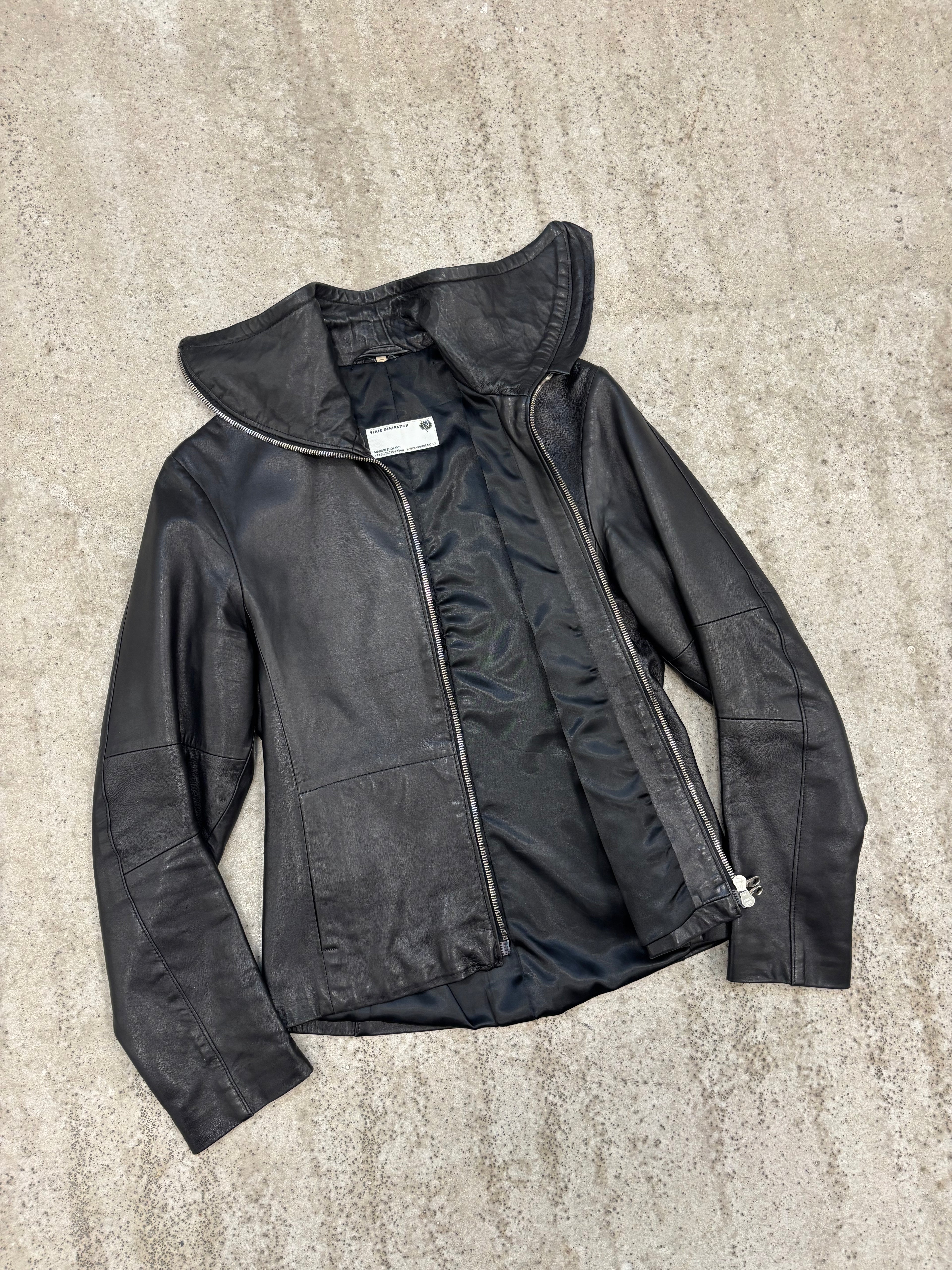 1990's Vexed Generation Ninja High-Neck Leather Jacket