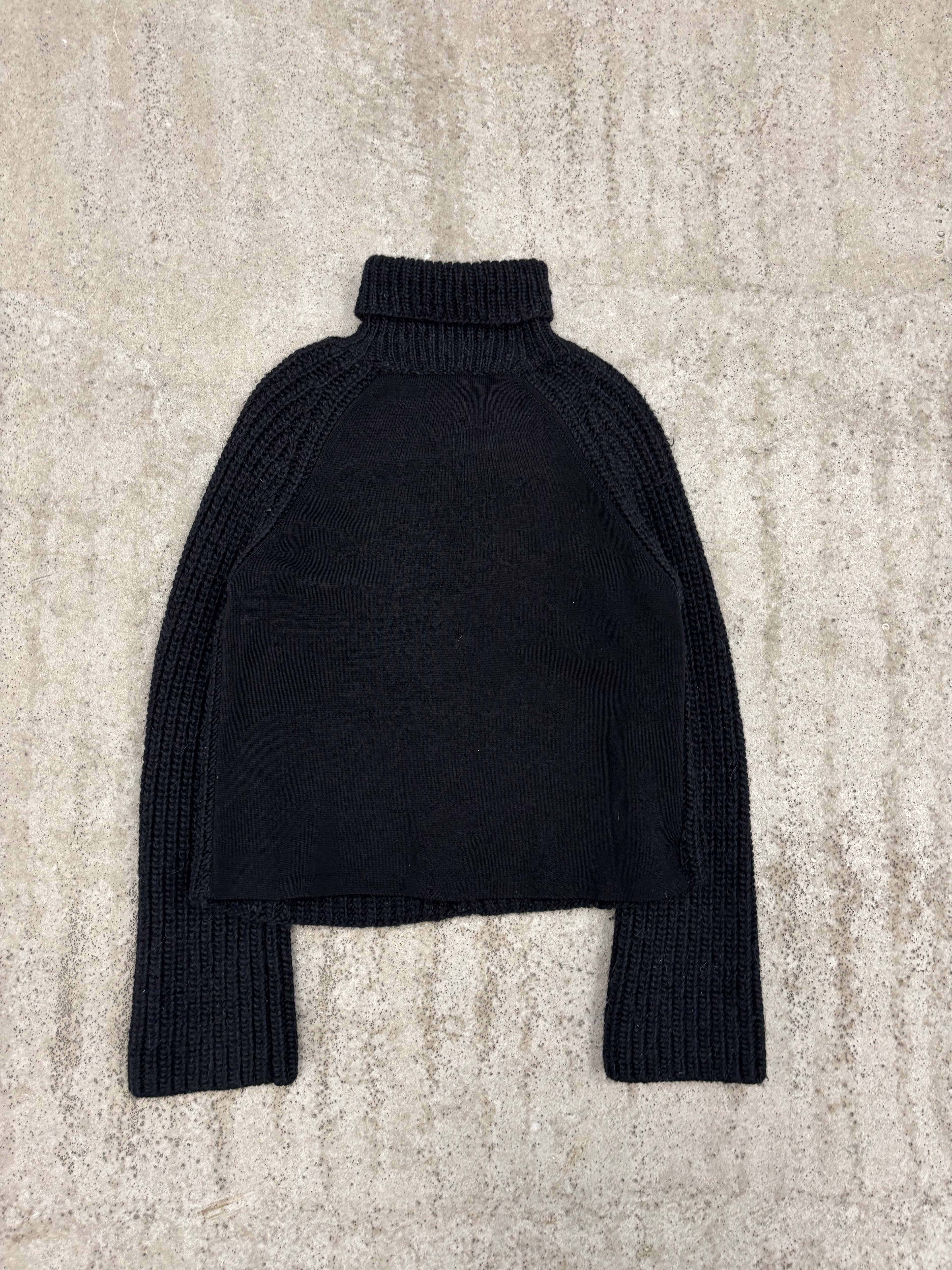 2000's Balenciaga by Nicolas Ghesquière Turtleneck Wool Knit With Contrasting Back Panel