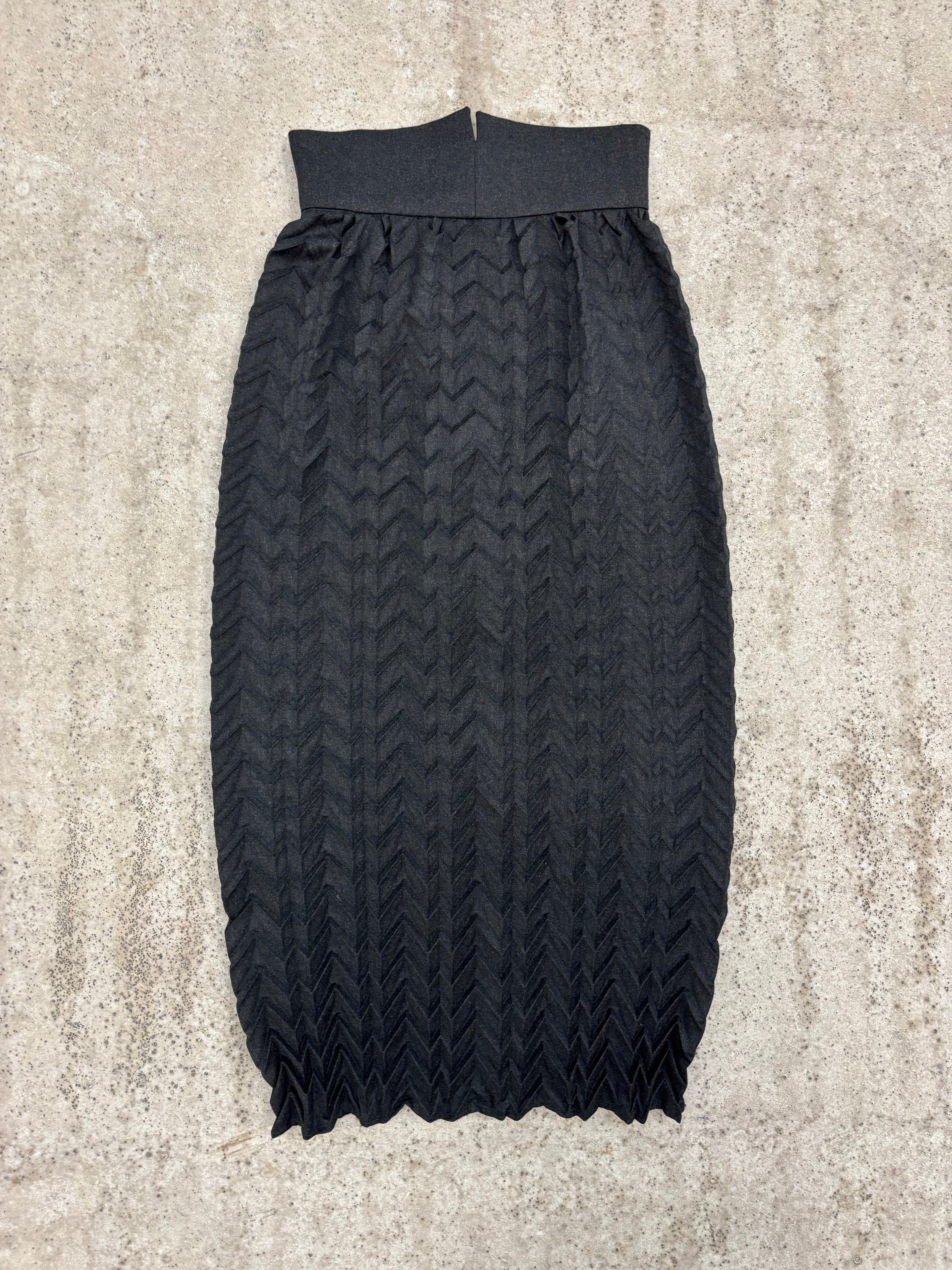 1980's Romeo Gigli Plissé Patterned Maxi Skirt