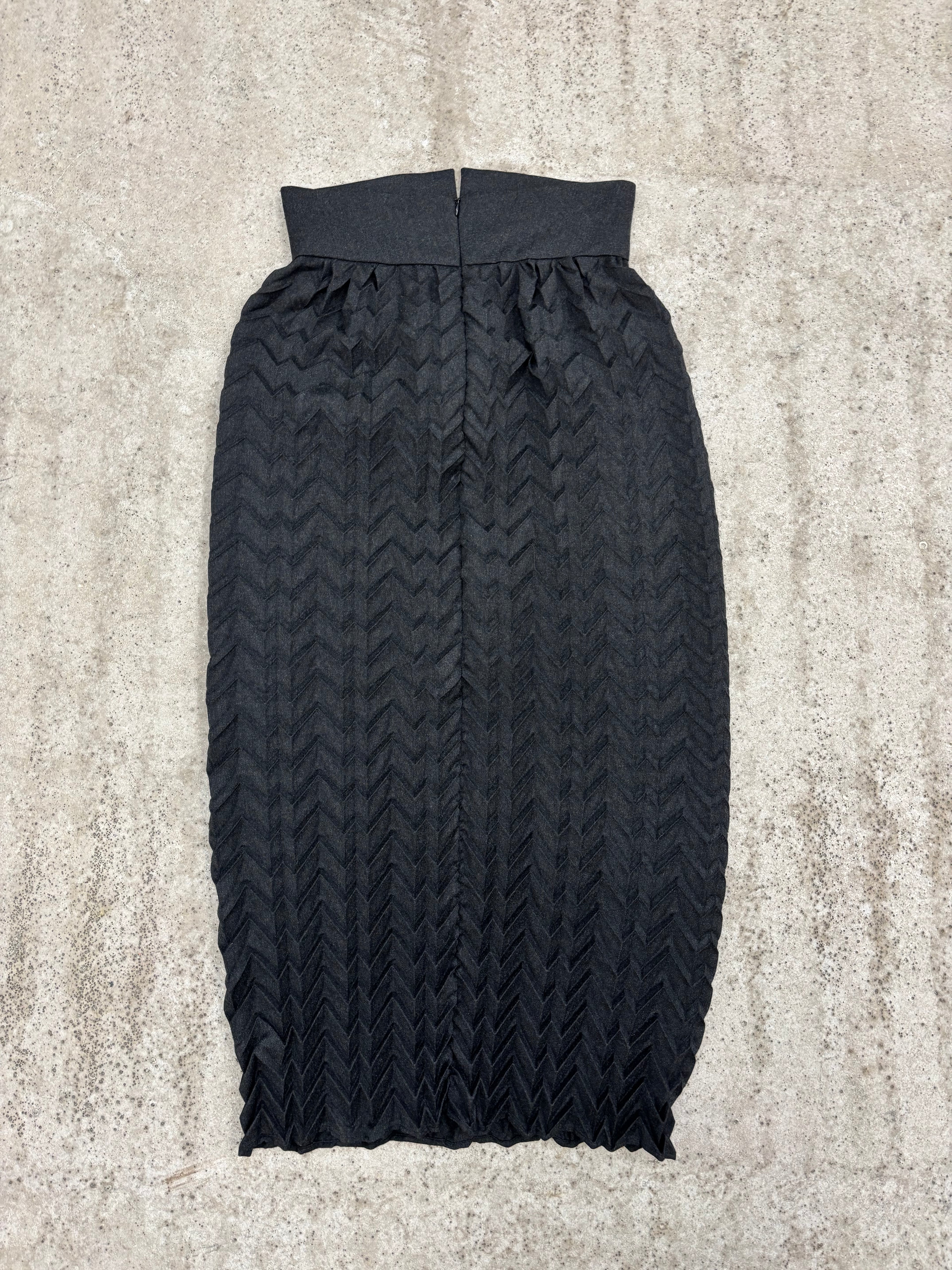 1980's Romeo Gigli Plissé Patterned Maxi Skirt