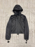 1990's Gianni Versace Cropped High-Neck Hooded Leather Jacket With Tassels Decoration