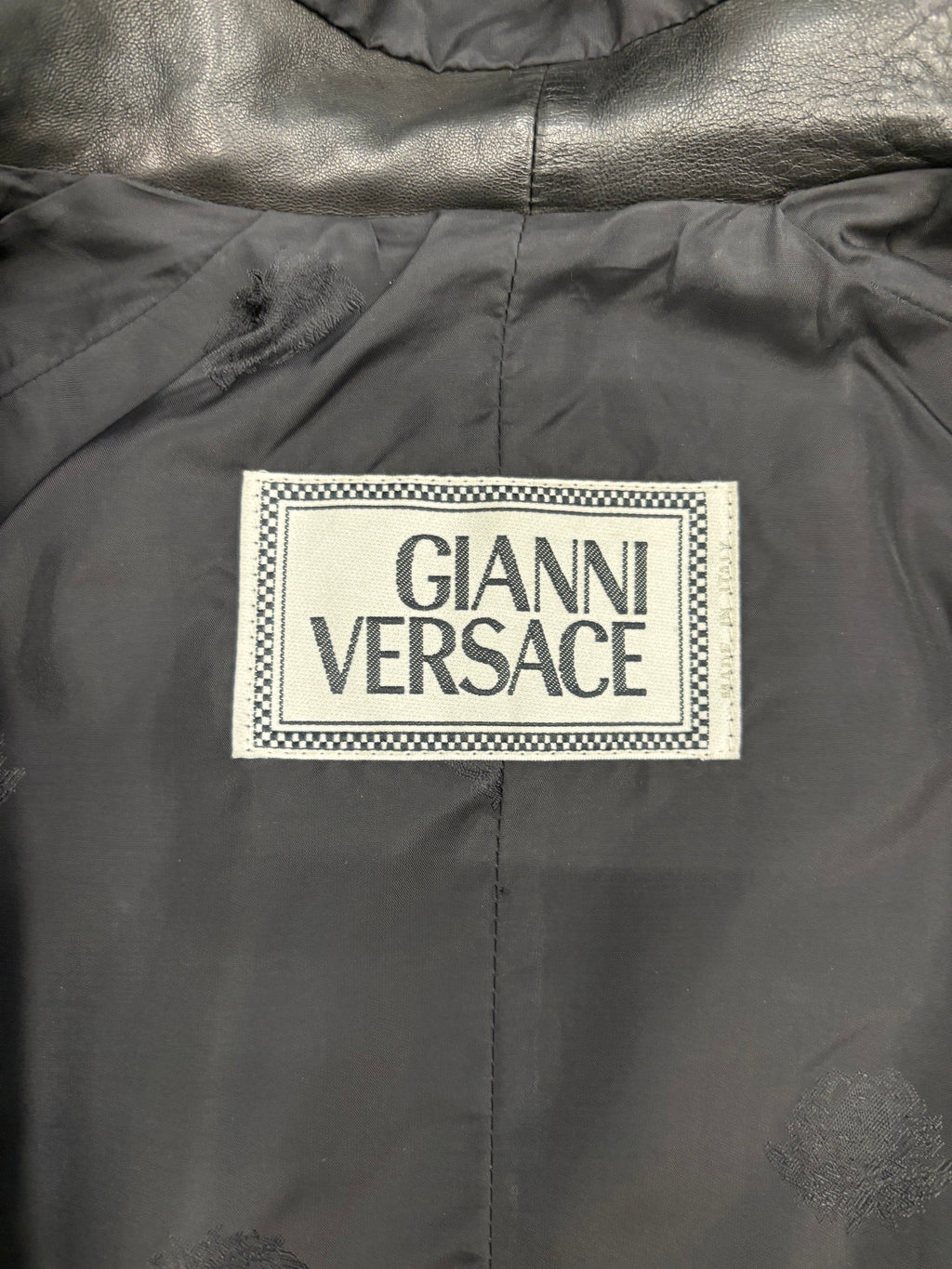 1990's Gianni Versace Cropped High-Neck Hooded Leather Jacket With Tassels Decoration