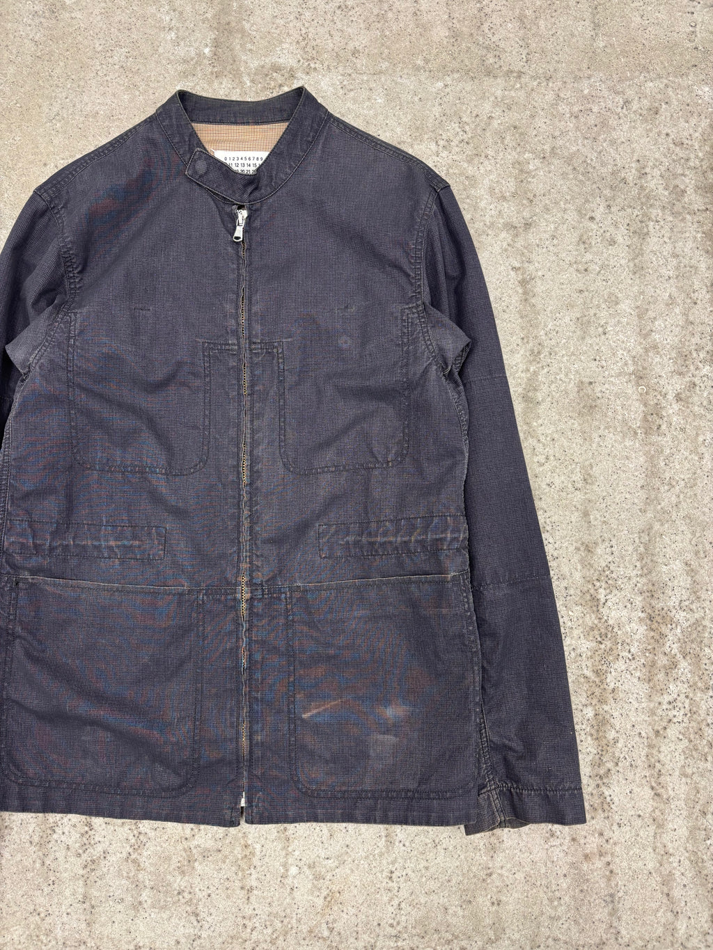 SS2004 Martin Margiela Denim Jacket With Gingham Lining And Zipped Sleeves
