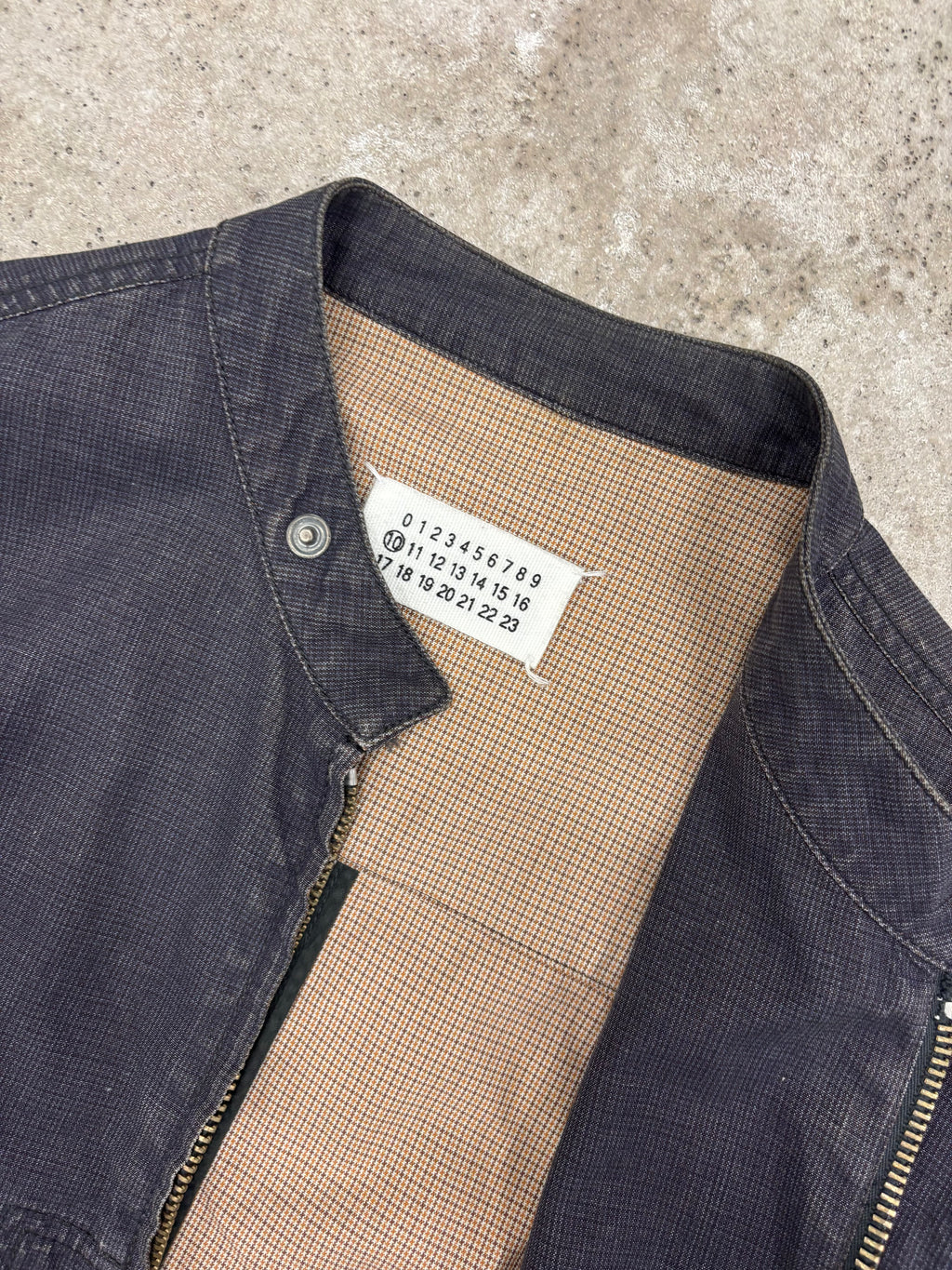 SS2004 Martin Margiela Denim Jacket With Gingham Lining And Zipped Sleeves