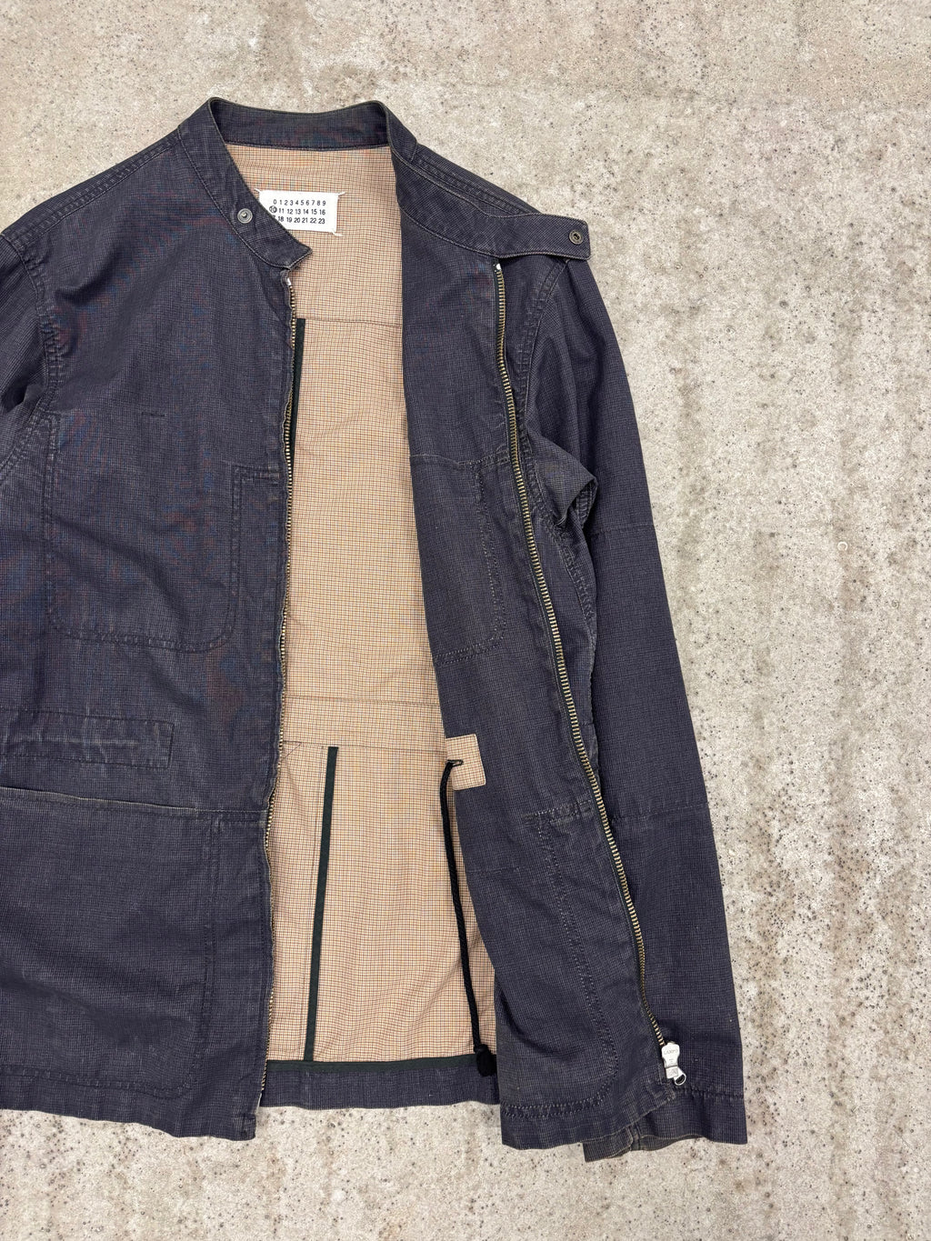SS2004 Martin Margiela Denim Jacket With Gingham Lining And Zipped Sleeves