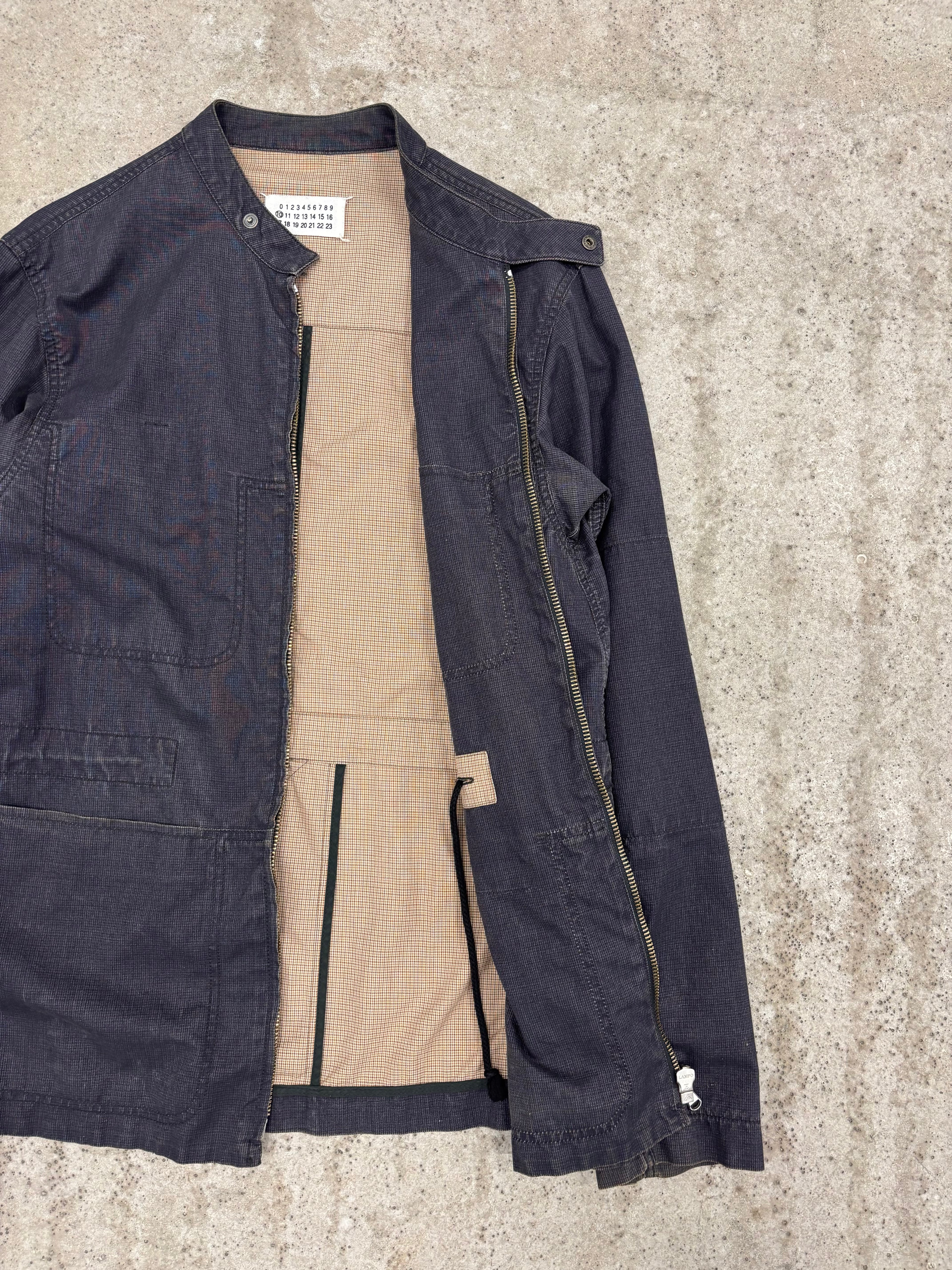 SS2004 Martin Margiela Denim Jacket With Gingham Lining And Zipped Sleeves
