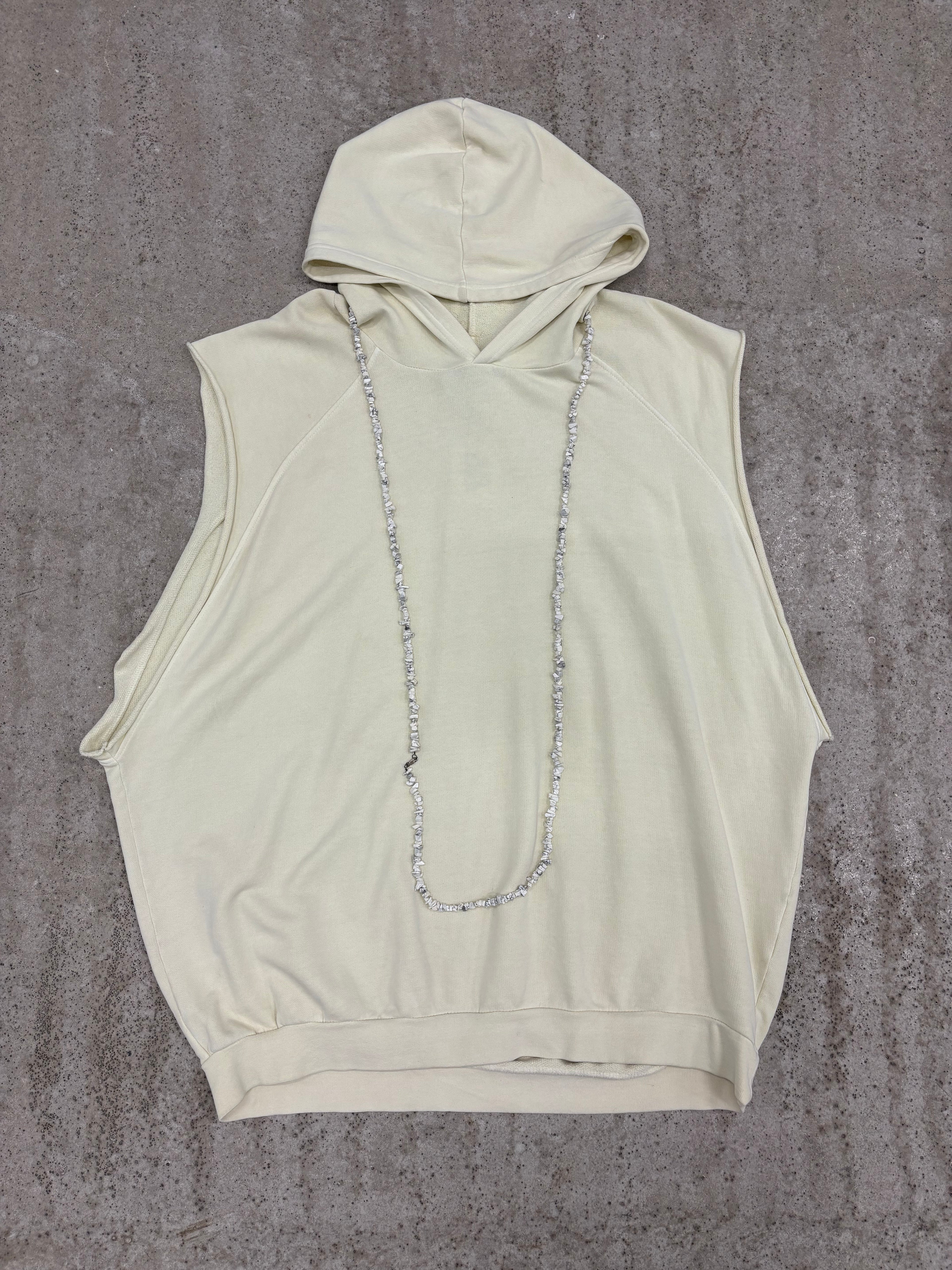 SS2004 Raf Simons 'Siddartha' Oversized Sleeveless Hoodie With Removable Stone Necklace