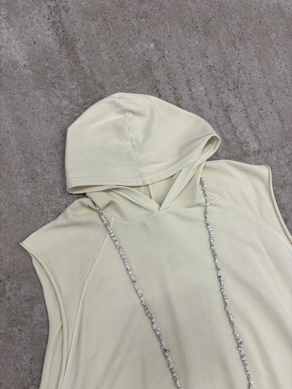 SS2004 Raf Simons 'Siddartha' Oversized Sleeveless Hoodie With Removable Stone Necklace