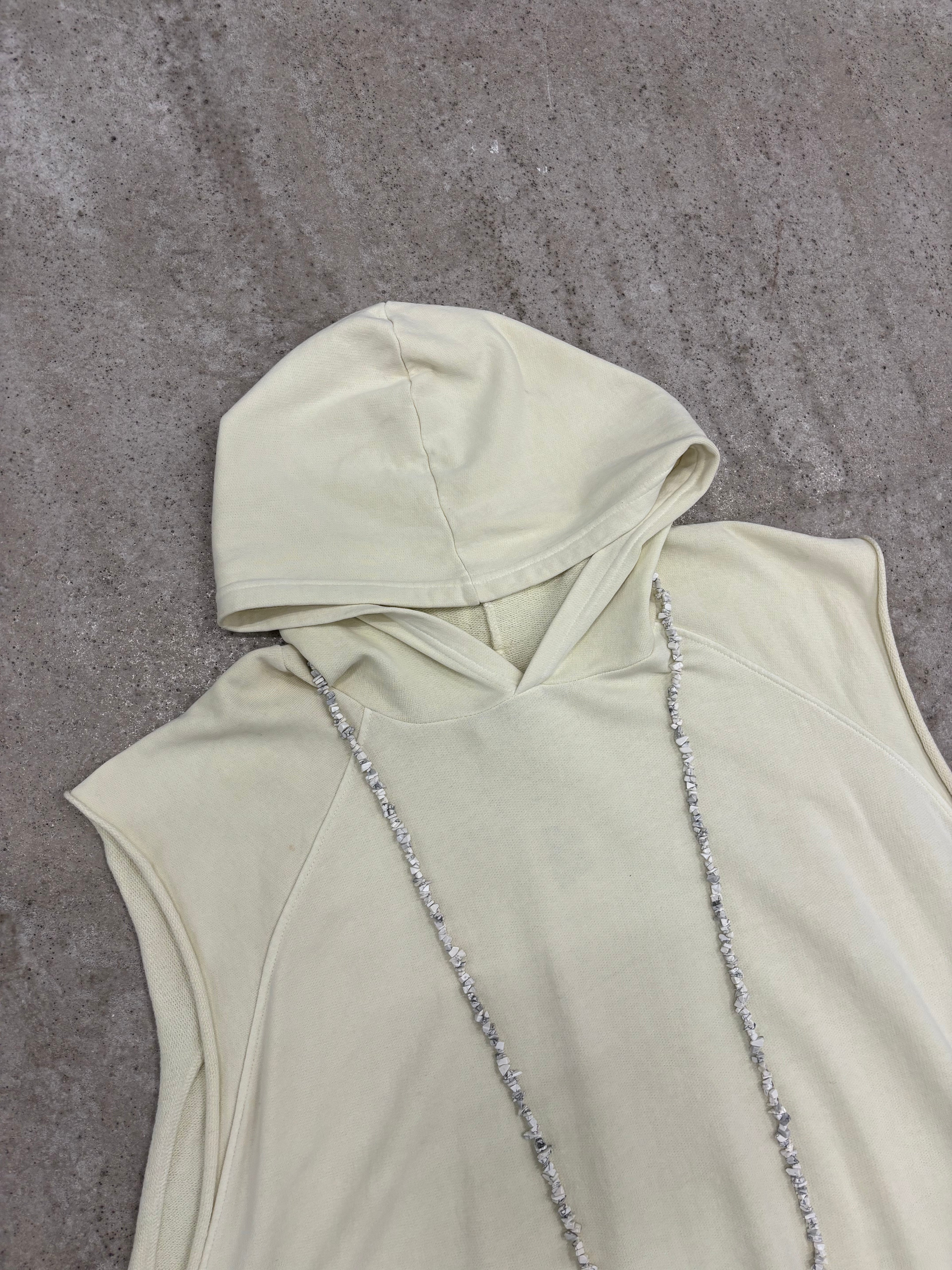 SS2004 Raf Simons 'Siddartha' Oversized Sleeveless Hoodie With Removable Stone Necklace