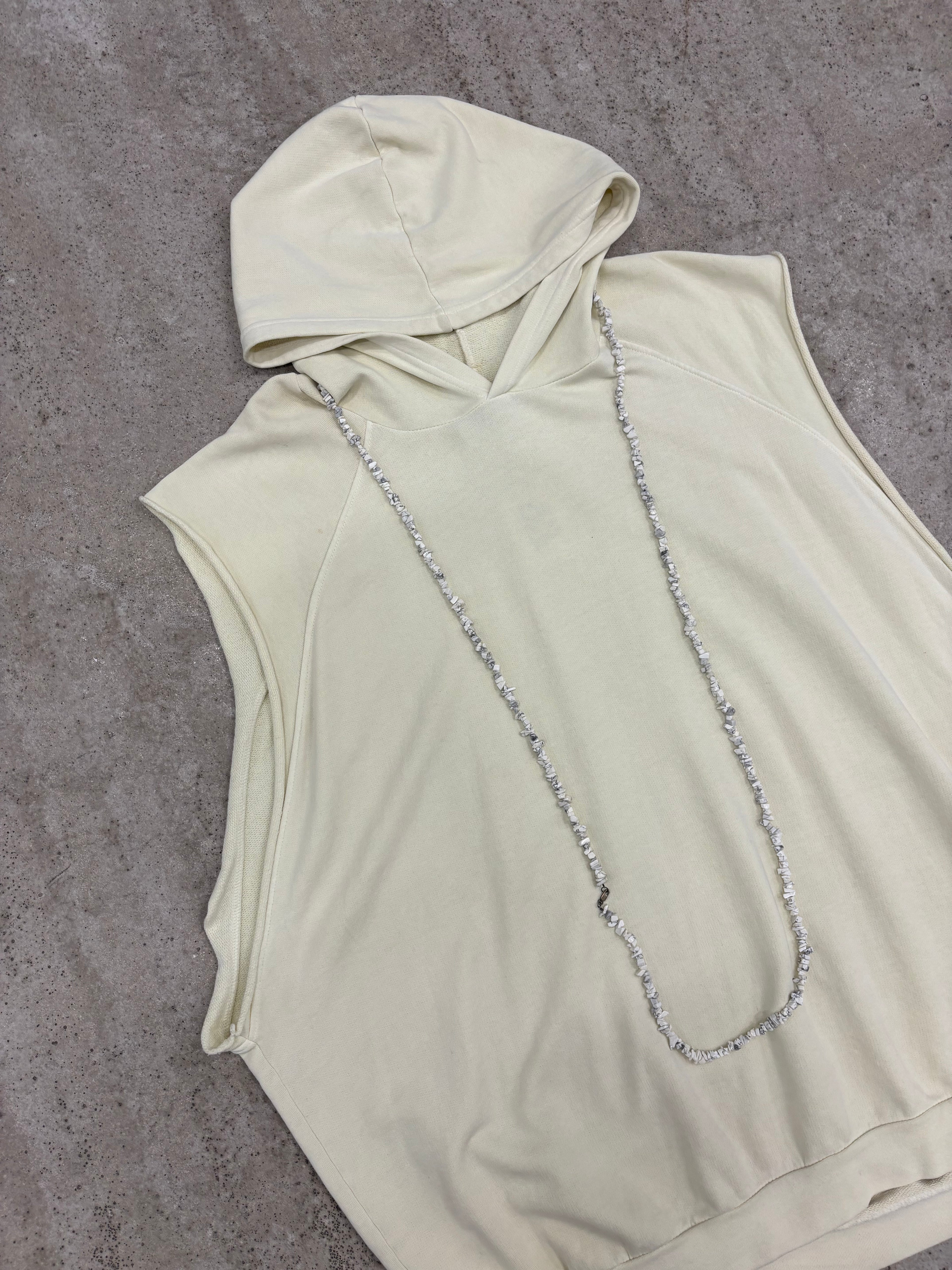 SS2004 Raf Simons 'Siddartha' Oversized Sleeveless Hoodie With Removable Stone Necklace