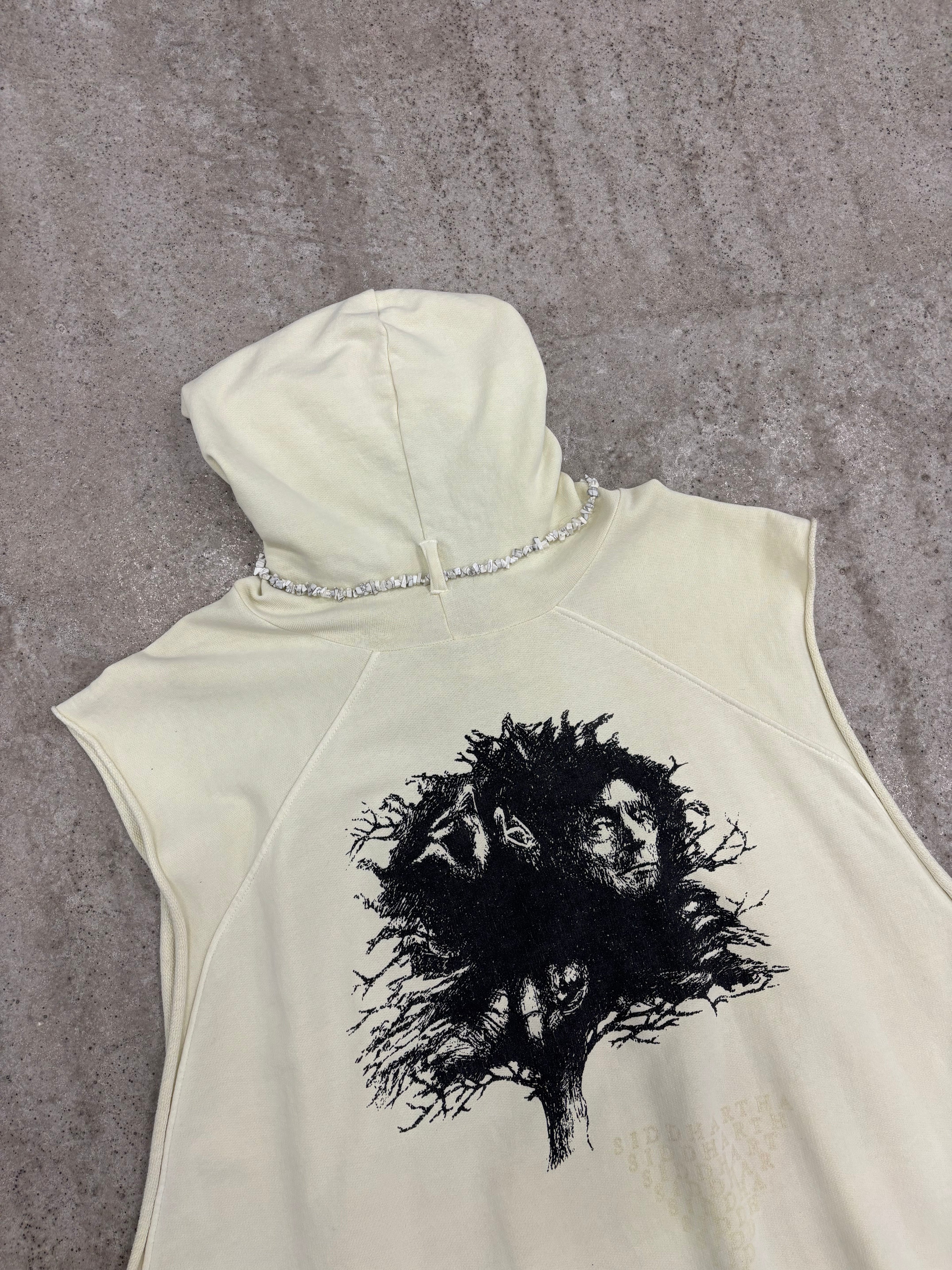 SS2004 Raf Simons 'Siddartha' Oversized Sleeveless Hoodie With Removable Stone Necklace