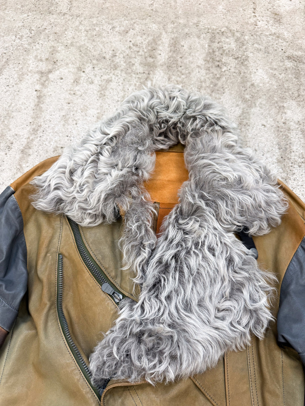 2010 Balenciaga by Nicolas Ghesquière Leather Layered Moto Shearling Jacket + 2004 Military Blouson