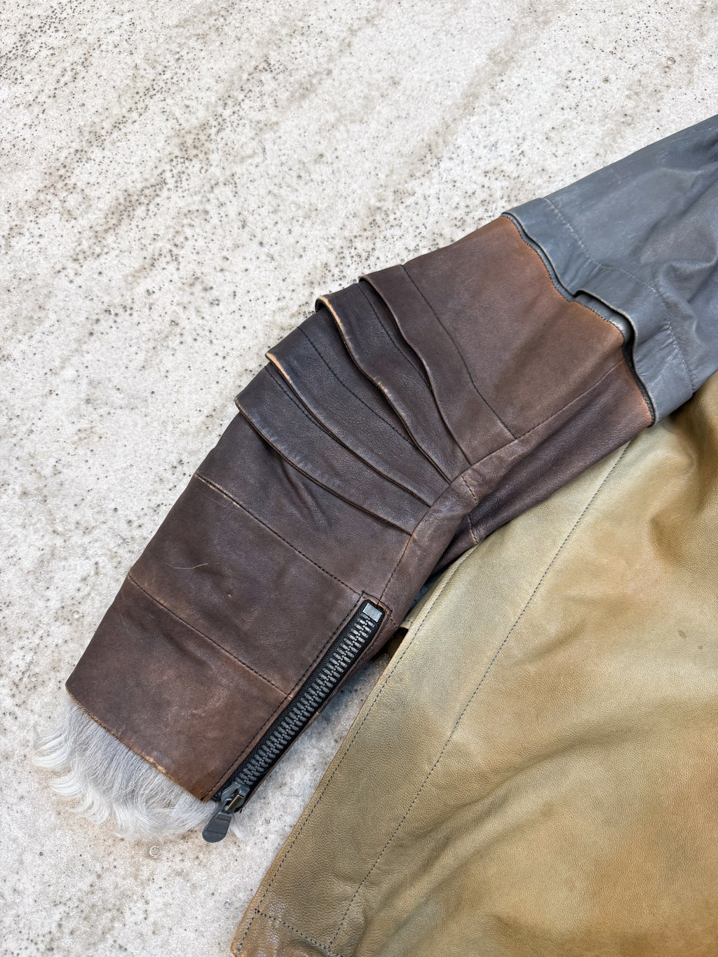 2010 Balenciaga by Nicolas Ghesquière Leather Layered Moto Shearling Jacket + 2004 Military Blouson