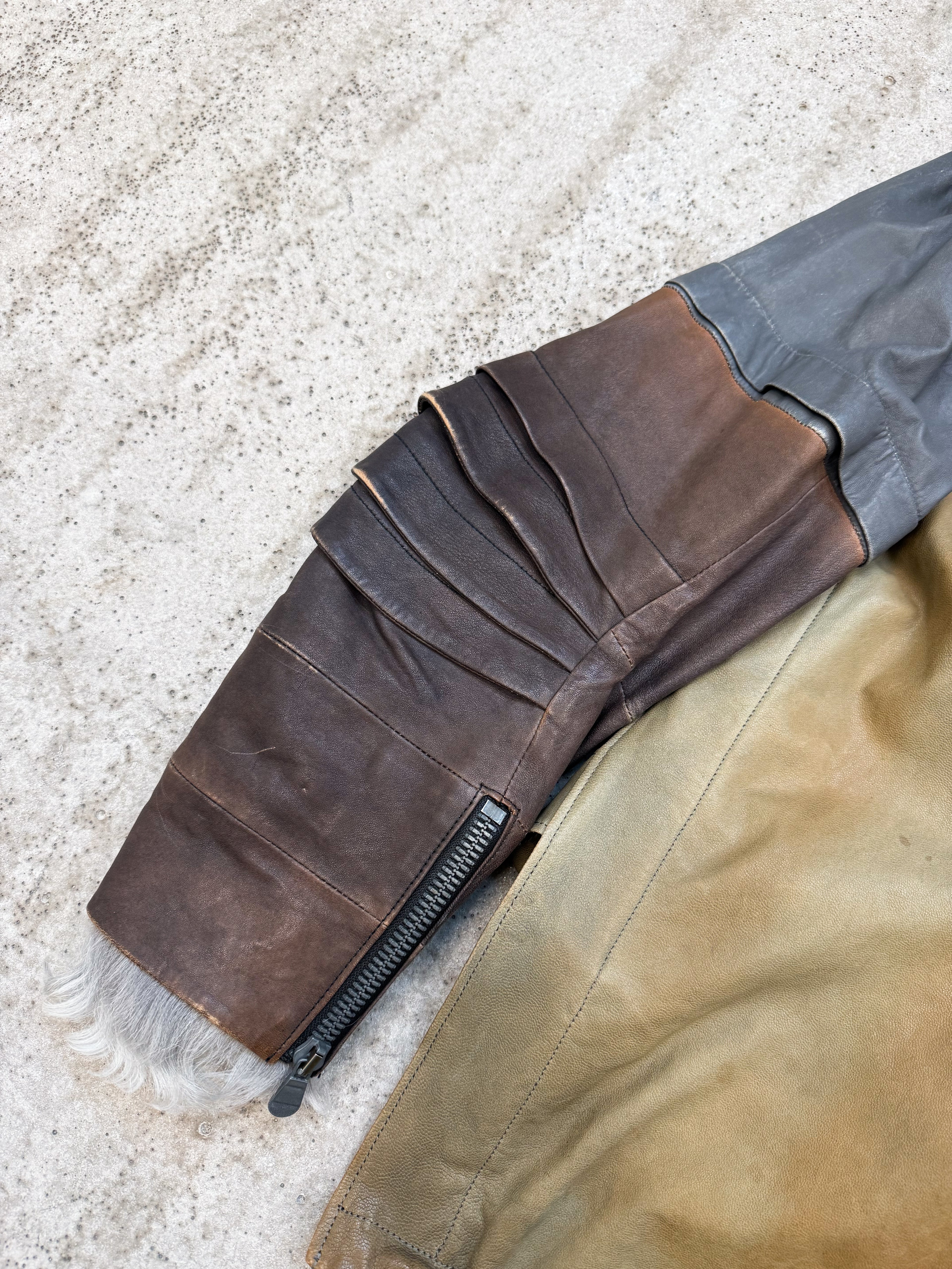 2010 Balenciaga by Nicolas Ghesquière Leather Layered Moto Shearling Jacket + 2004 Military Blouson