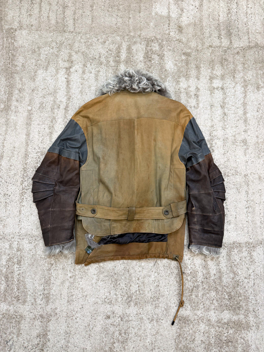 2010 Balenciaga by Nicolas Ghesquière Leather Layered Moto Shearling Jacket + 2004 Military Blouson