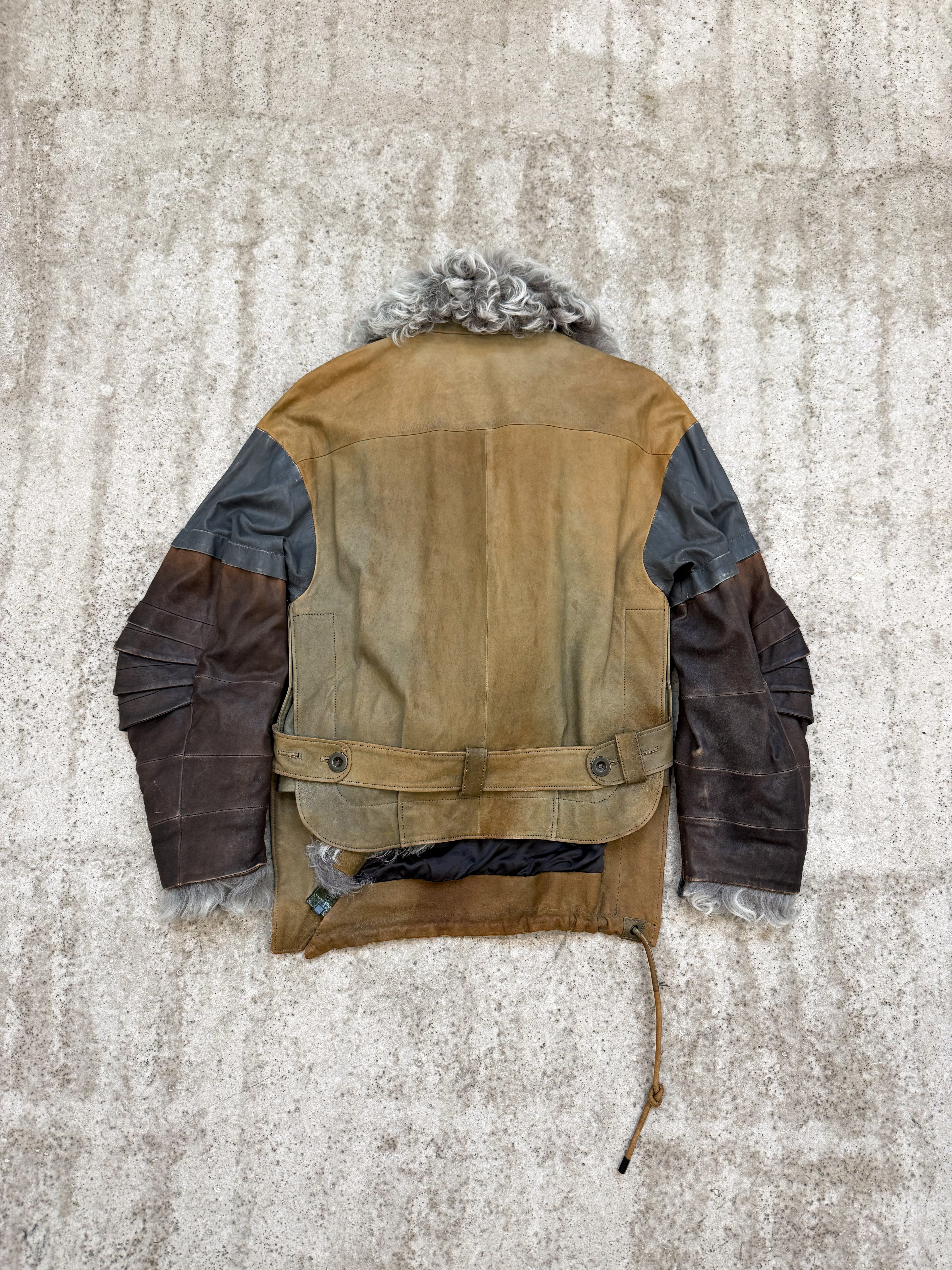 2010 Balenciaga by Nicolas Ghesquière Leather Layered Moto Shearling Jacket + 2004 Military Blouson