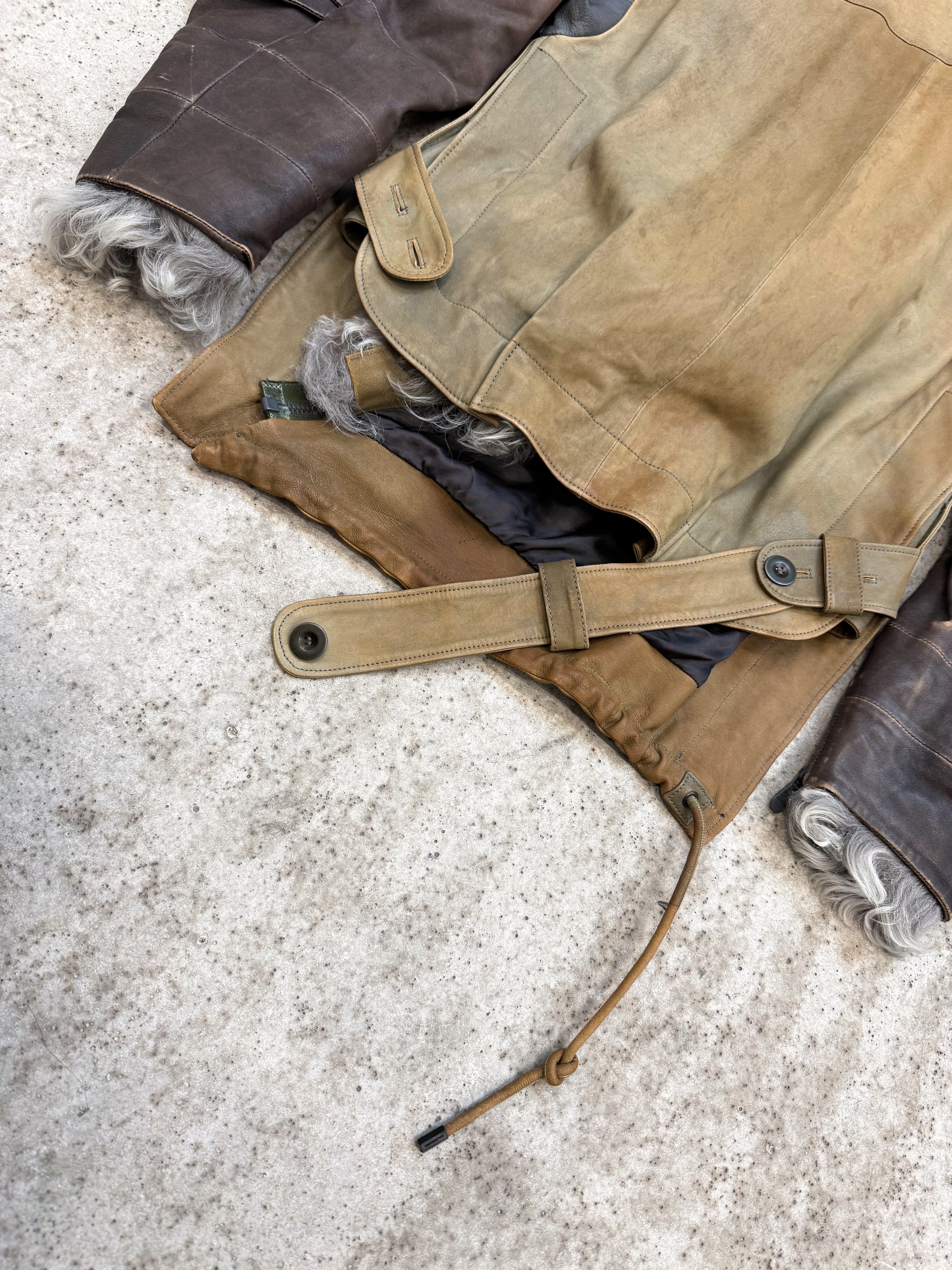 2010 Balenciaga by Nicolas Ghesquière Leather Layered Moto Shearling Jacket + 2004 Military Blouson